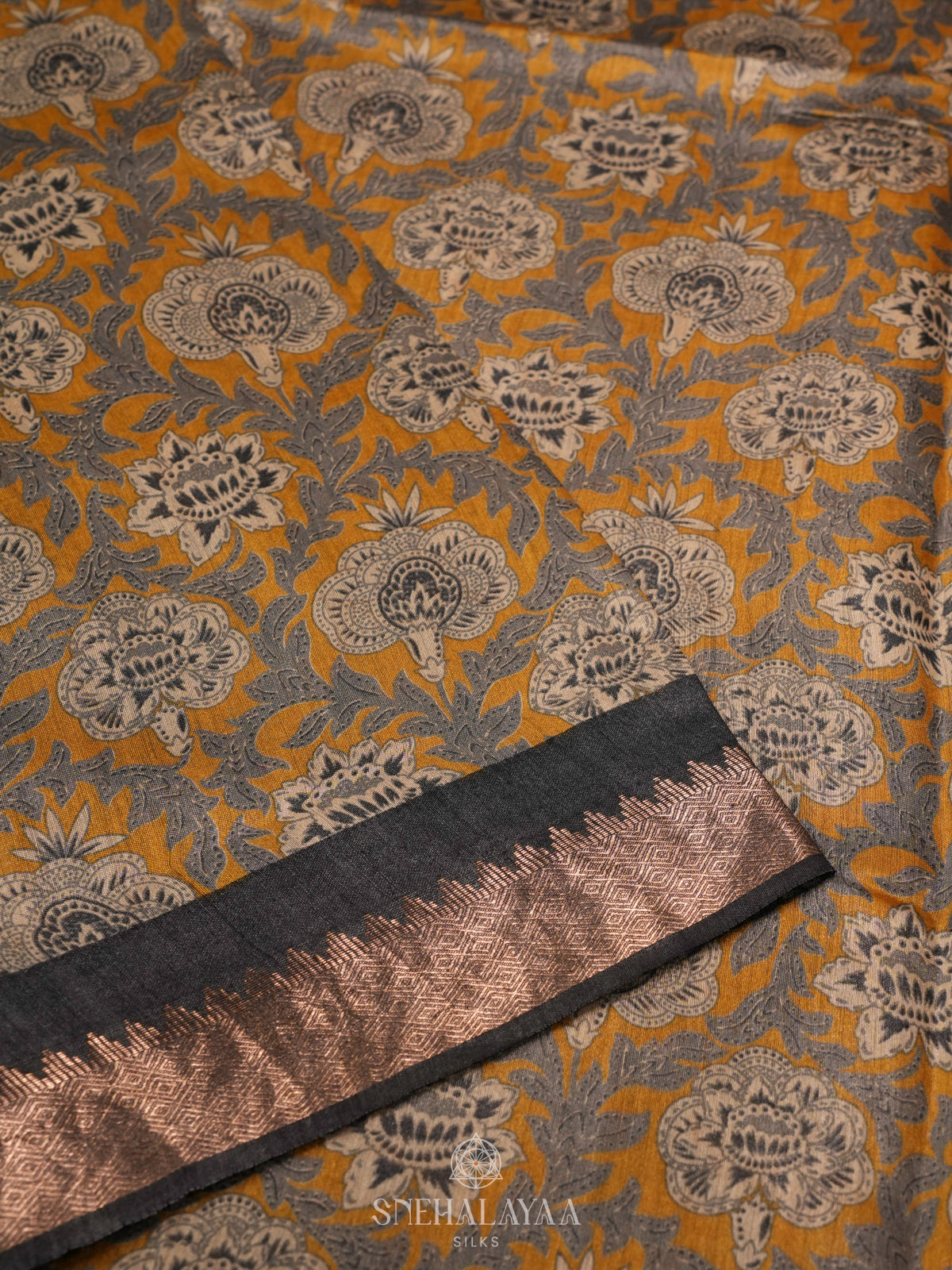 Mustard Yellow Chanderi Saree