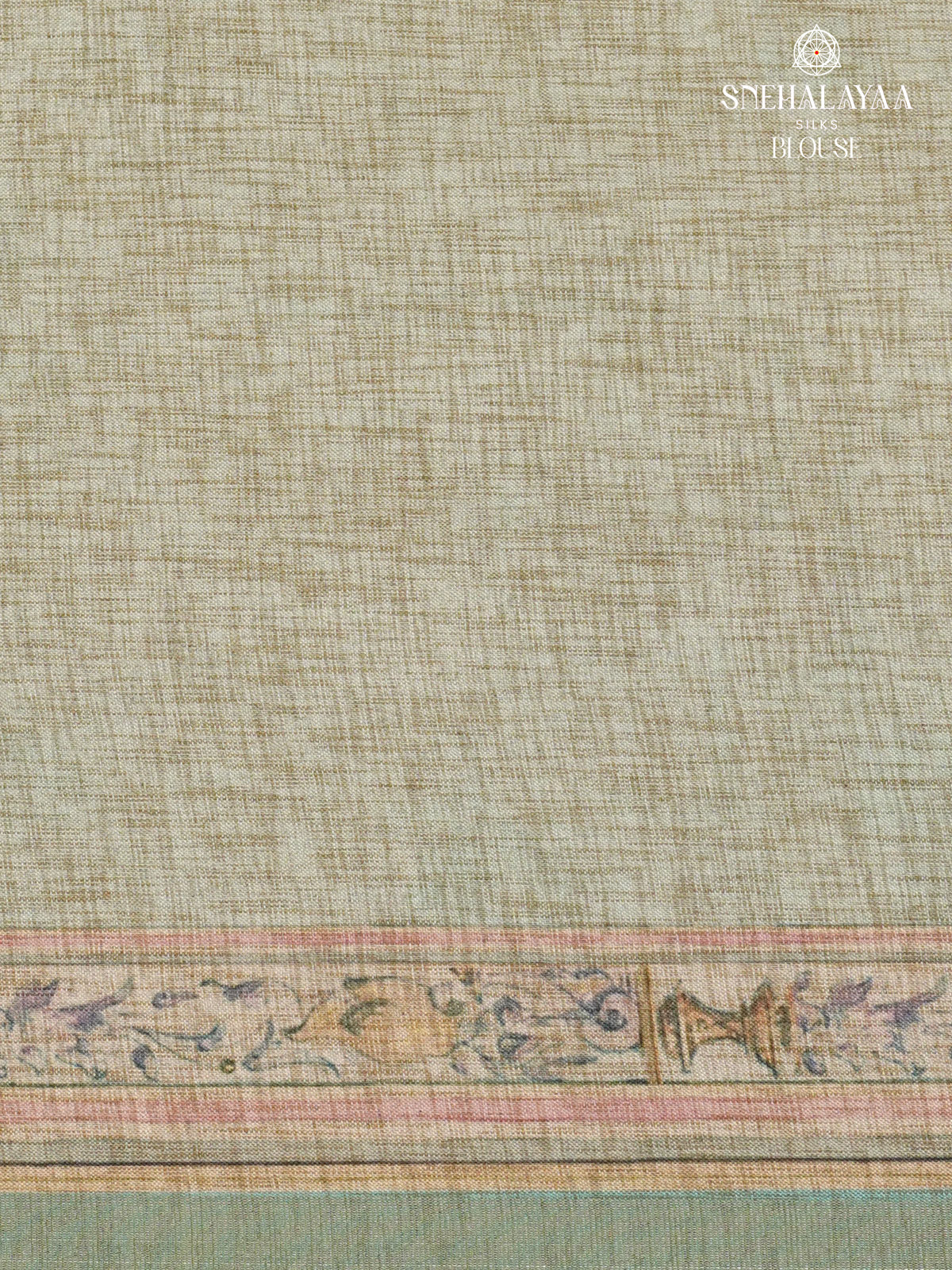 Grey Floral Printed Tussar Saree