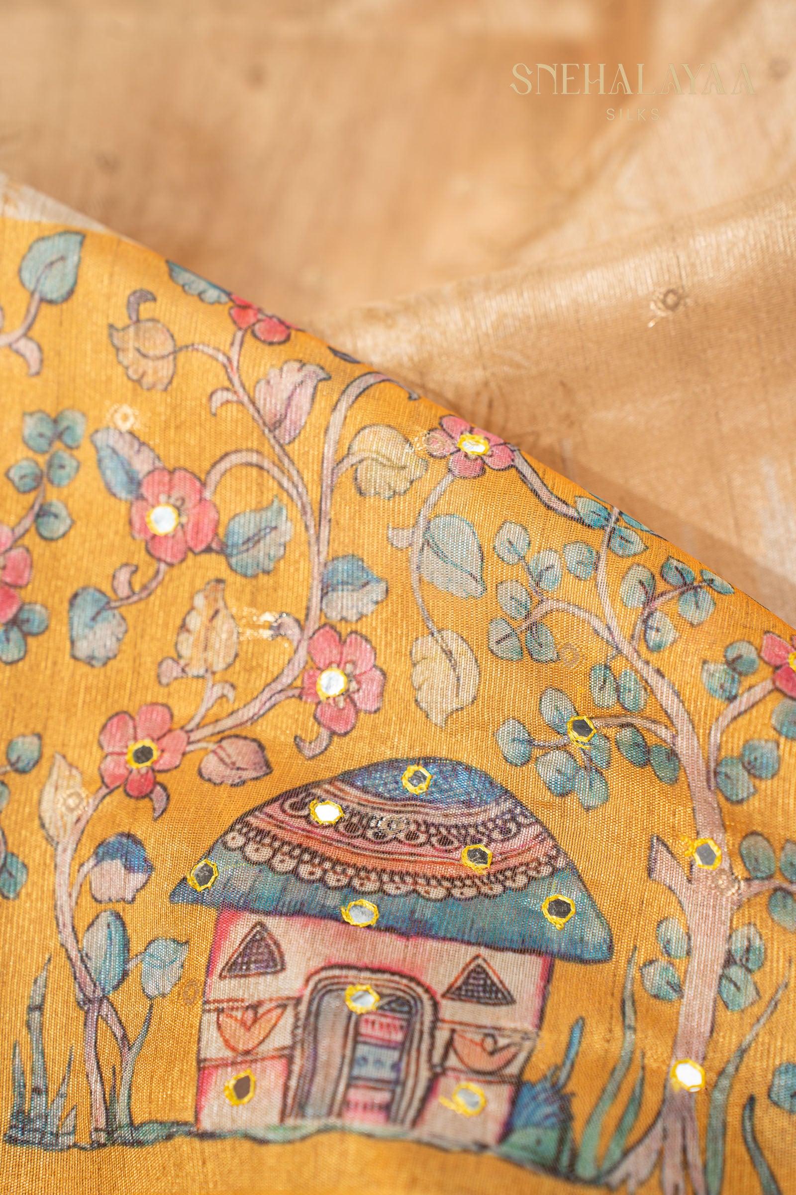 Beige Semi Raw Silk Saree