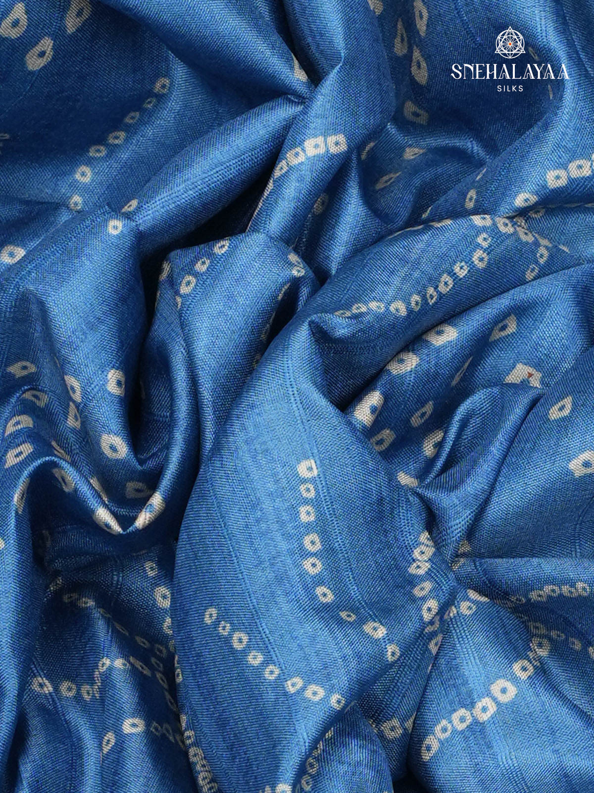 Royal Blue Printed Tussar Saree