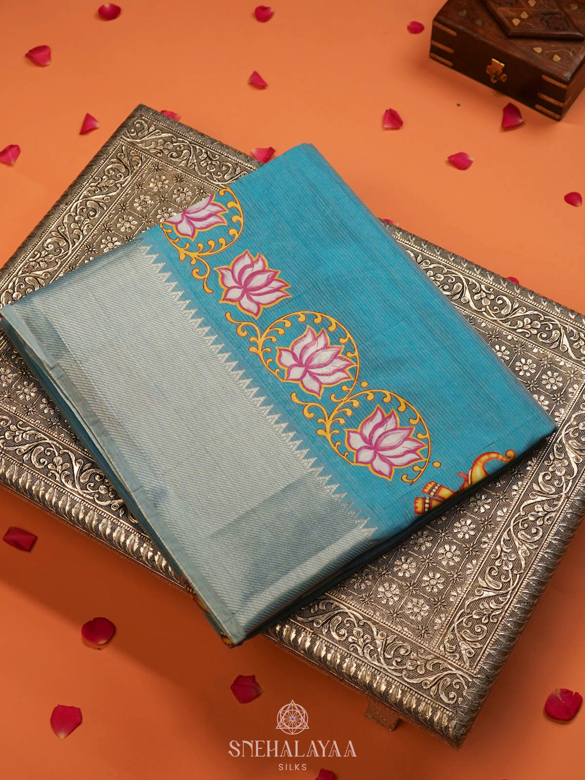 Blue Mangalagiri Silk Cotton Saree
