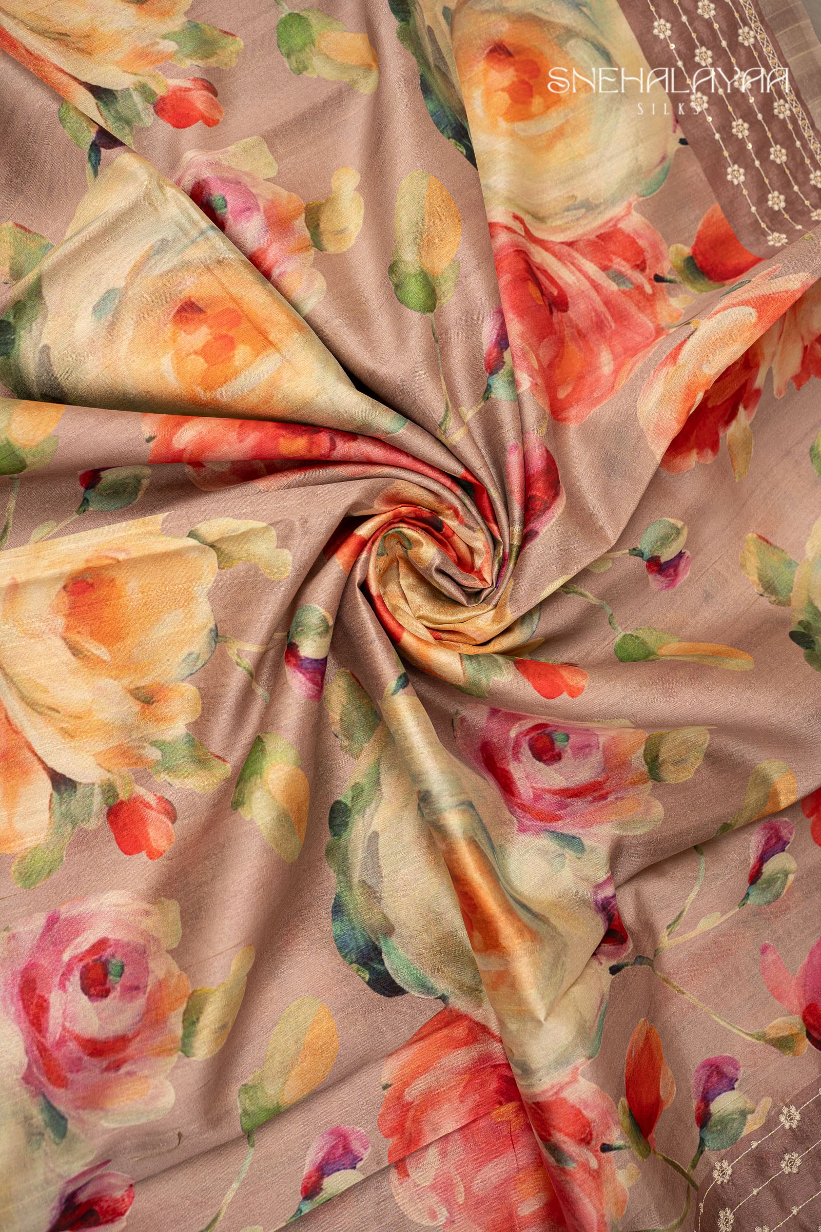 Beige Raw Silk Saree