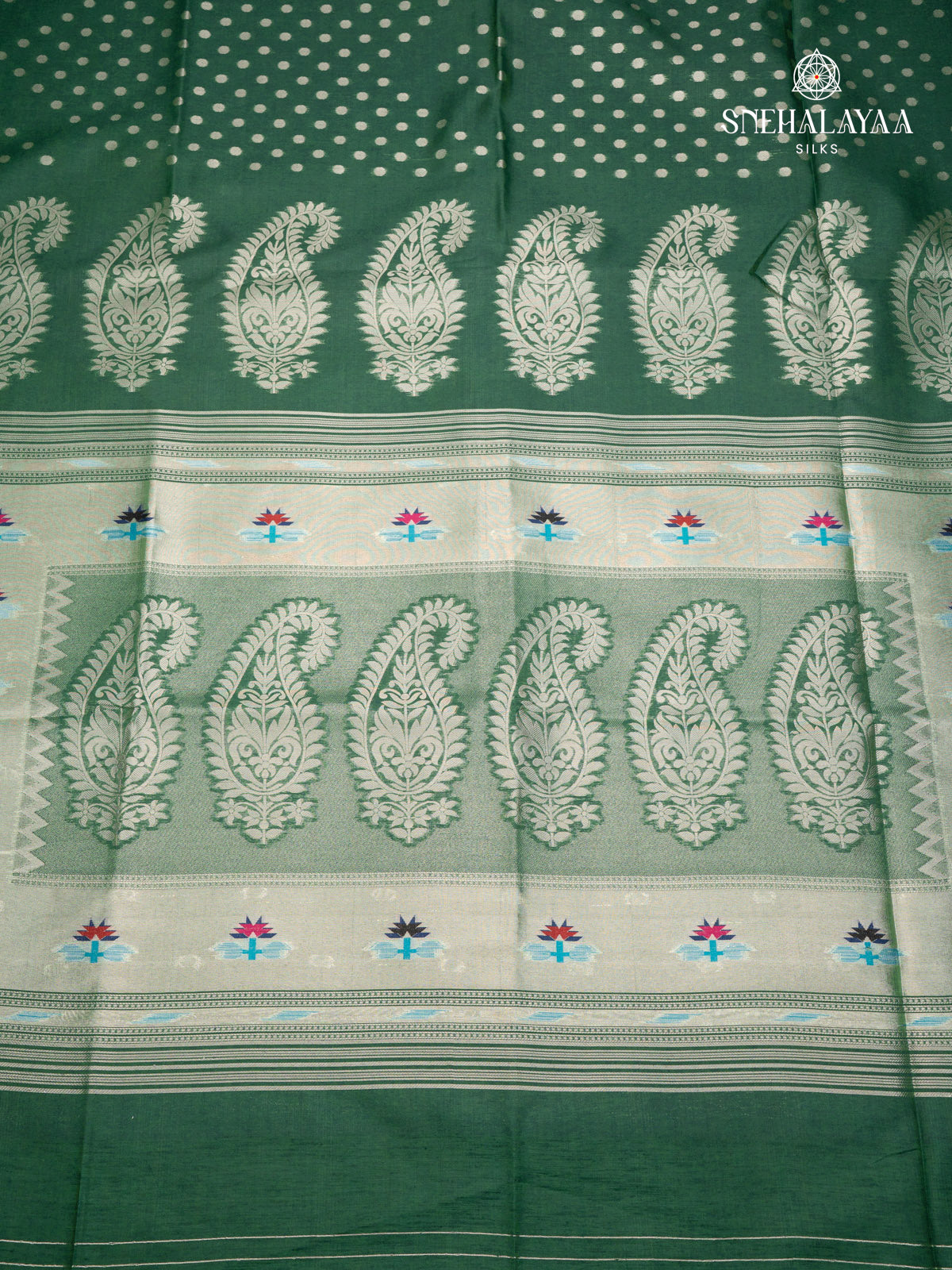 Forest Green Banaras Jute Saree