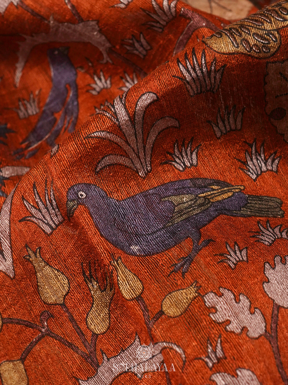 Orange Matka Tussar Saree