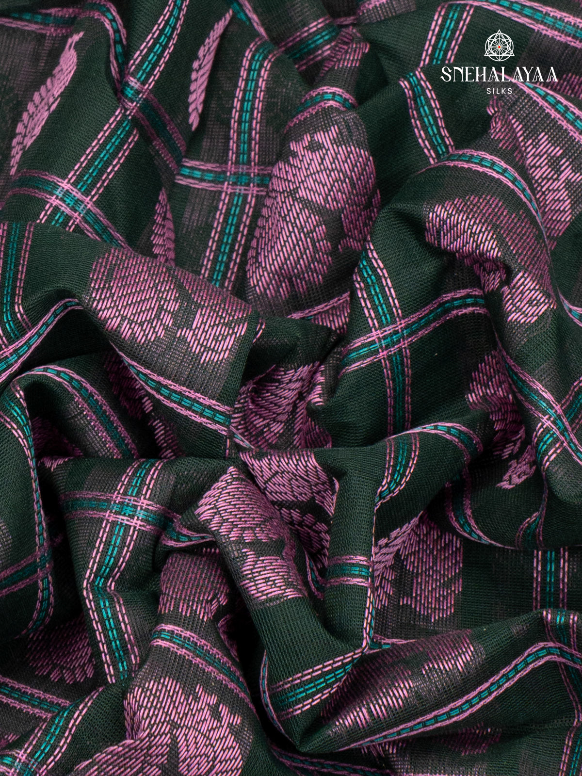 Teal Green Pure Kanchi Cotton Saree