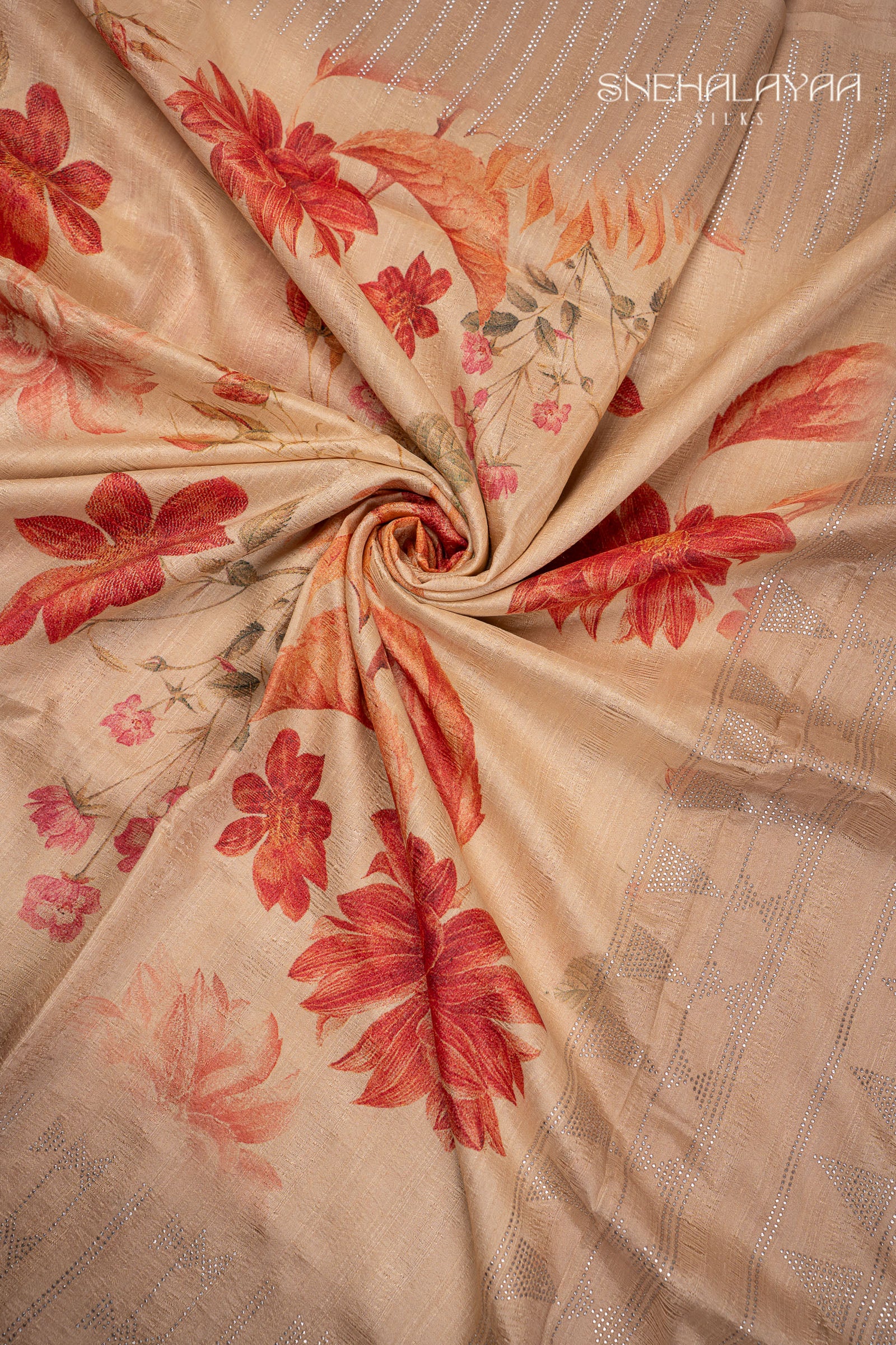 Beige Semi Tussar Saree