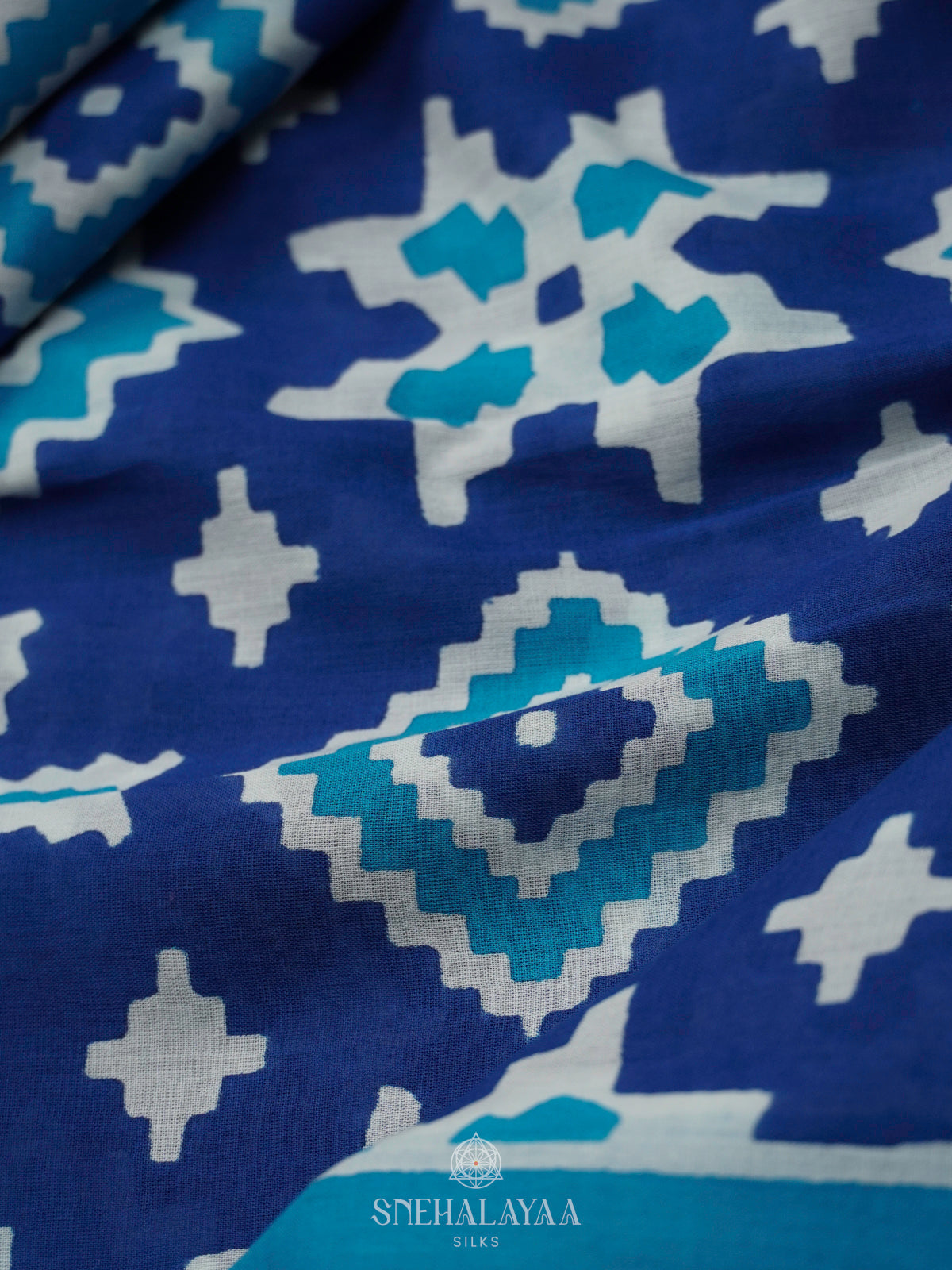 Navy Blue Jaipur Cotton Saree