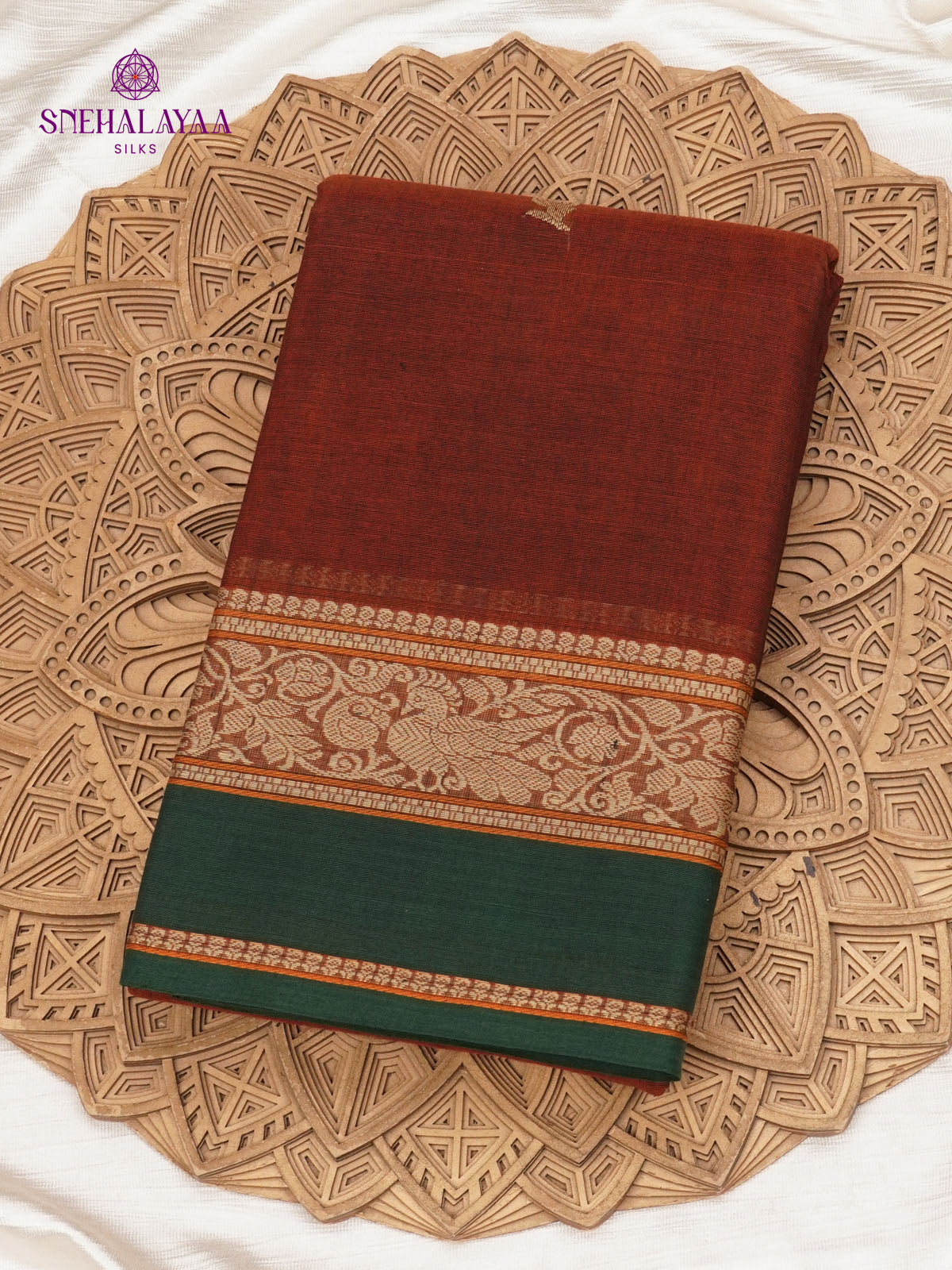 Brick Brown Pure Kanchi Cotton Saree