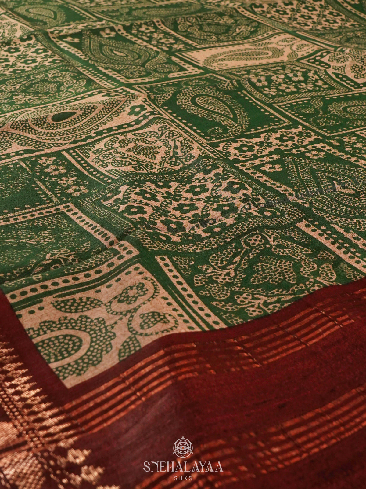 Olive Green Munga Tussar Saree