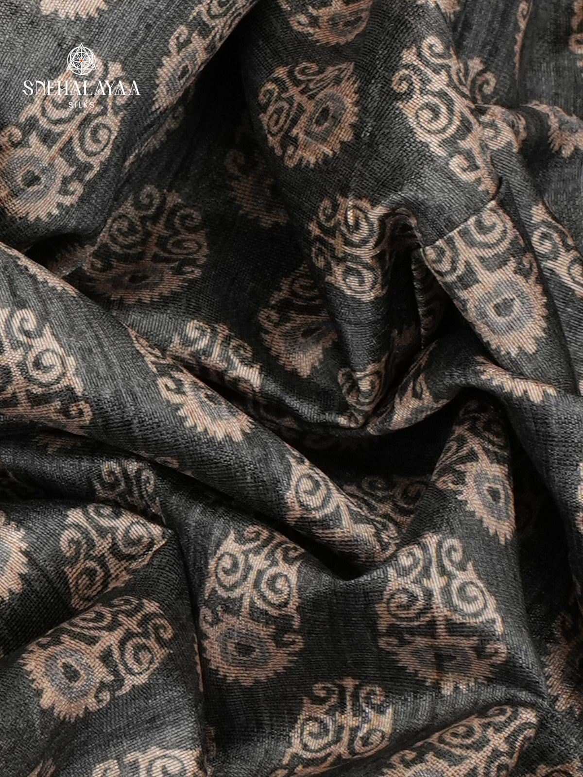 Grey Tussar Embroidery Saree