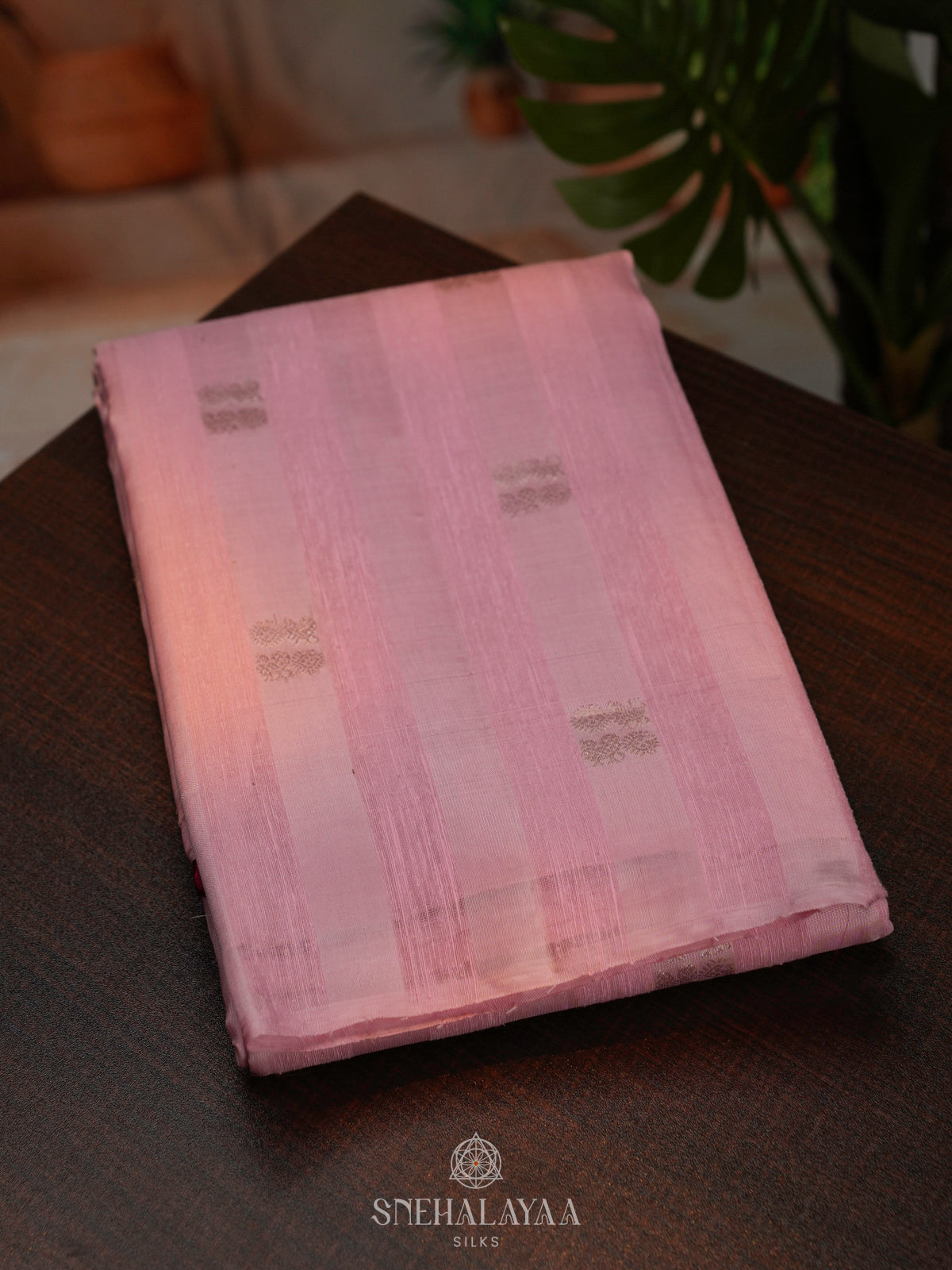Pale Pink Kanchi Linen Silk Saree