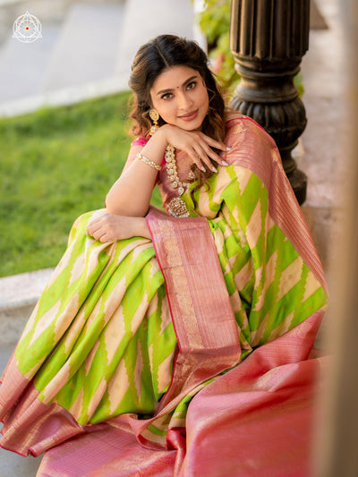 Lime Green Kanjivaram Silk Saree