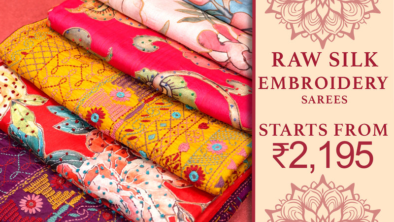 Raw Silk Embroidery Sarees