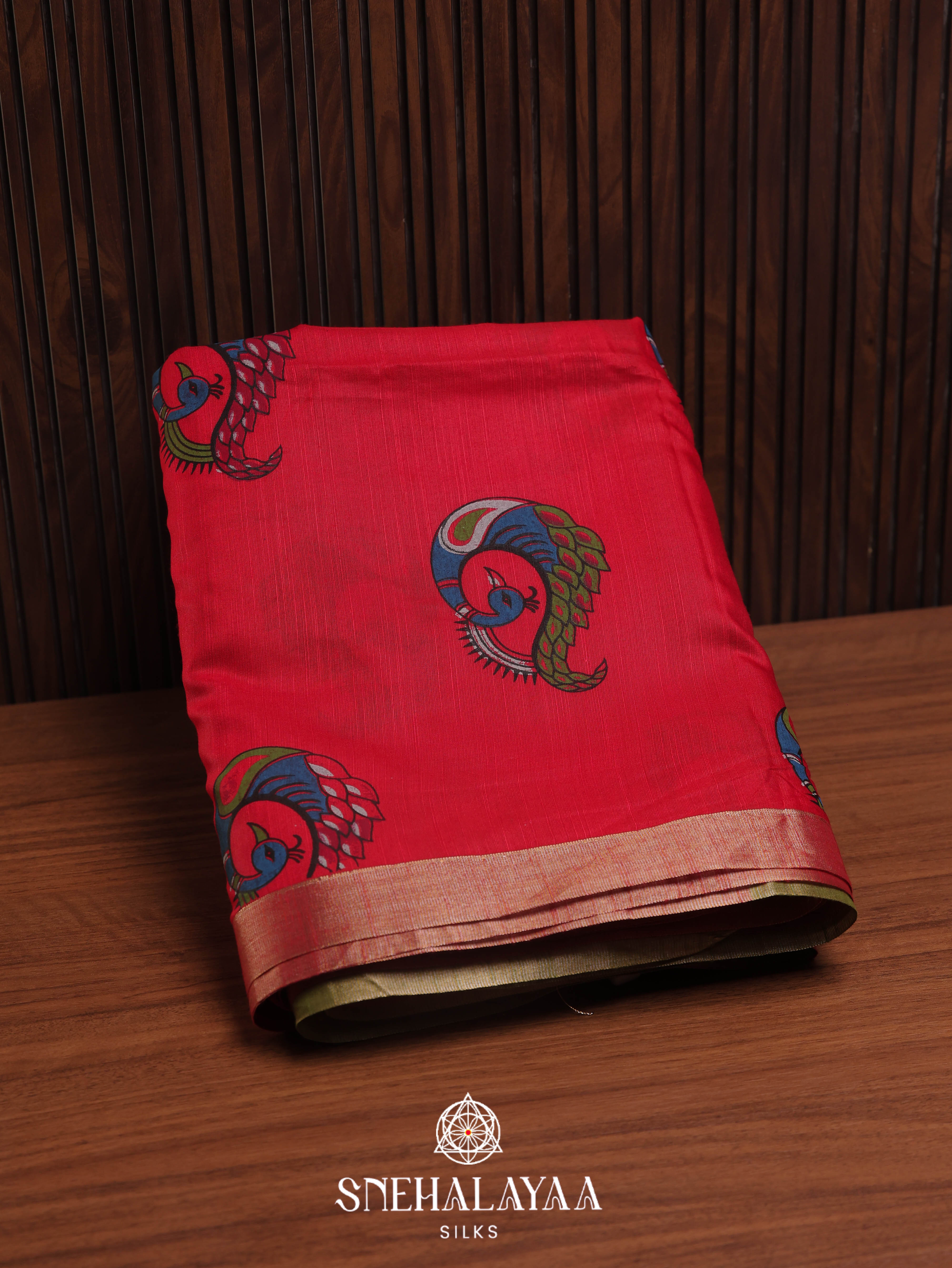 Red Silk Cotton Saree