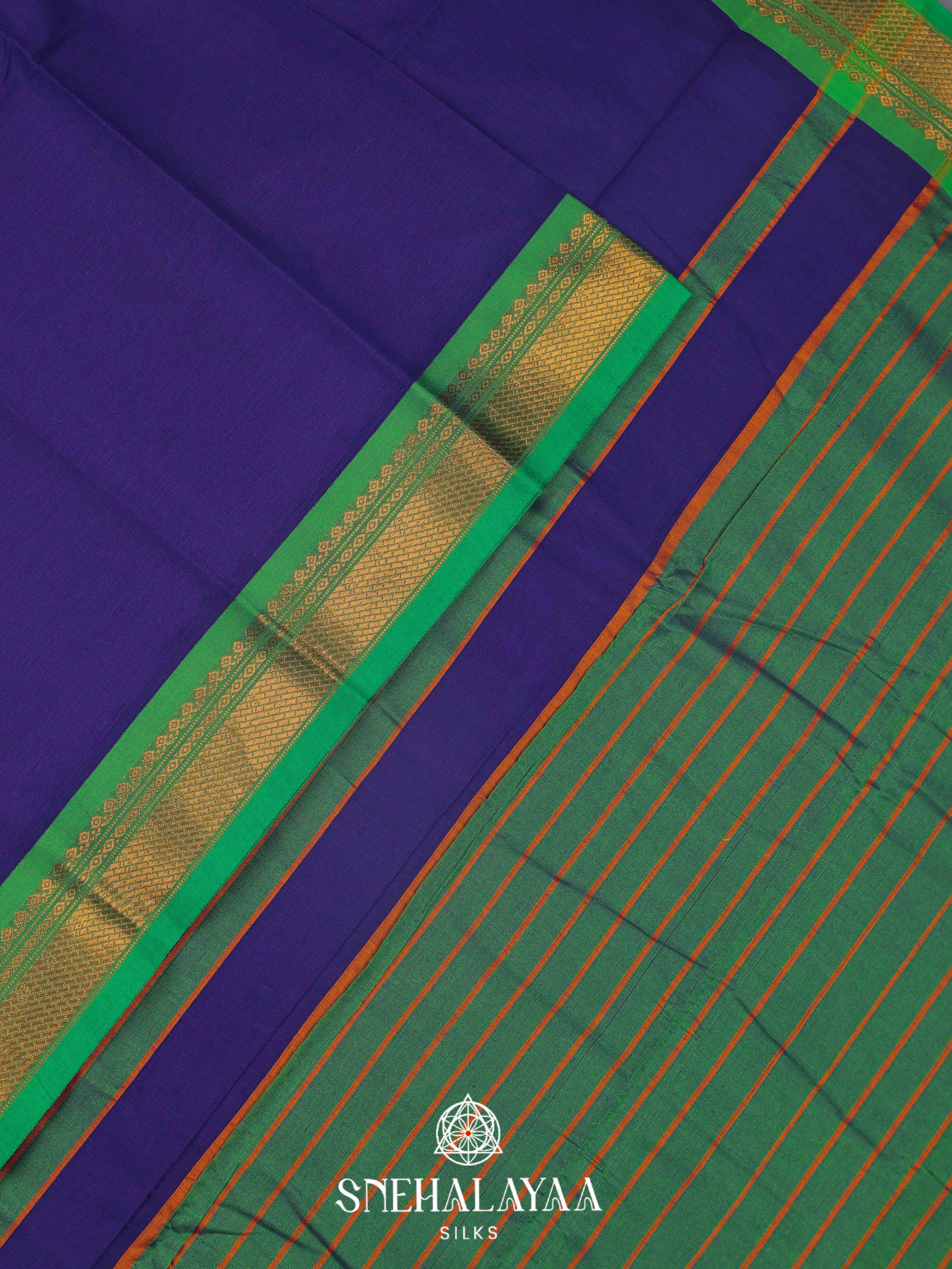 Blue  Gadwal Cotton Saree