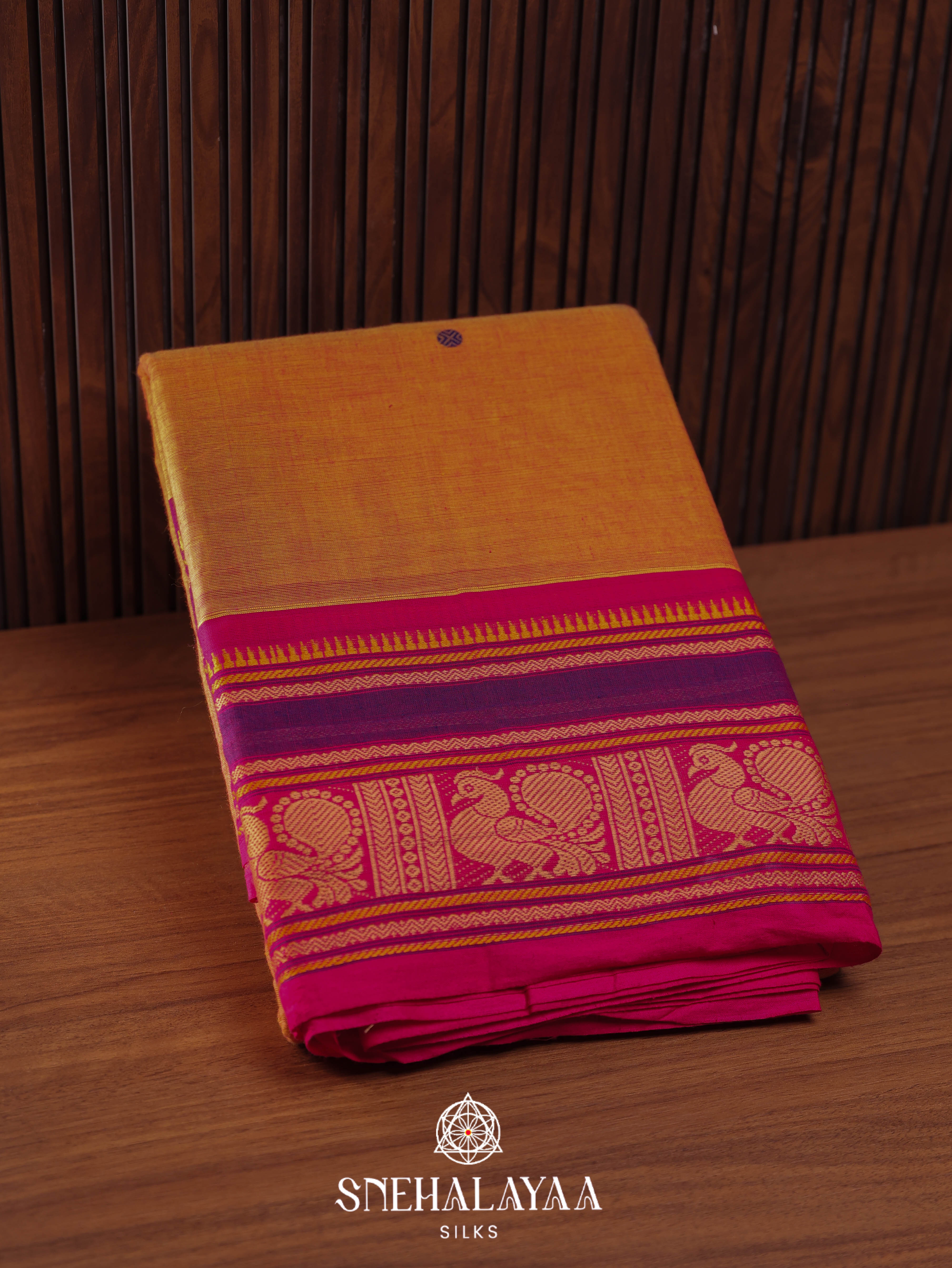 Copper Orange Kanchi Cotton Saree