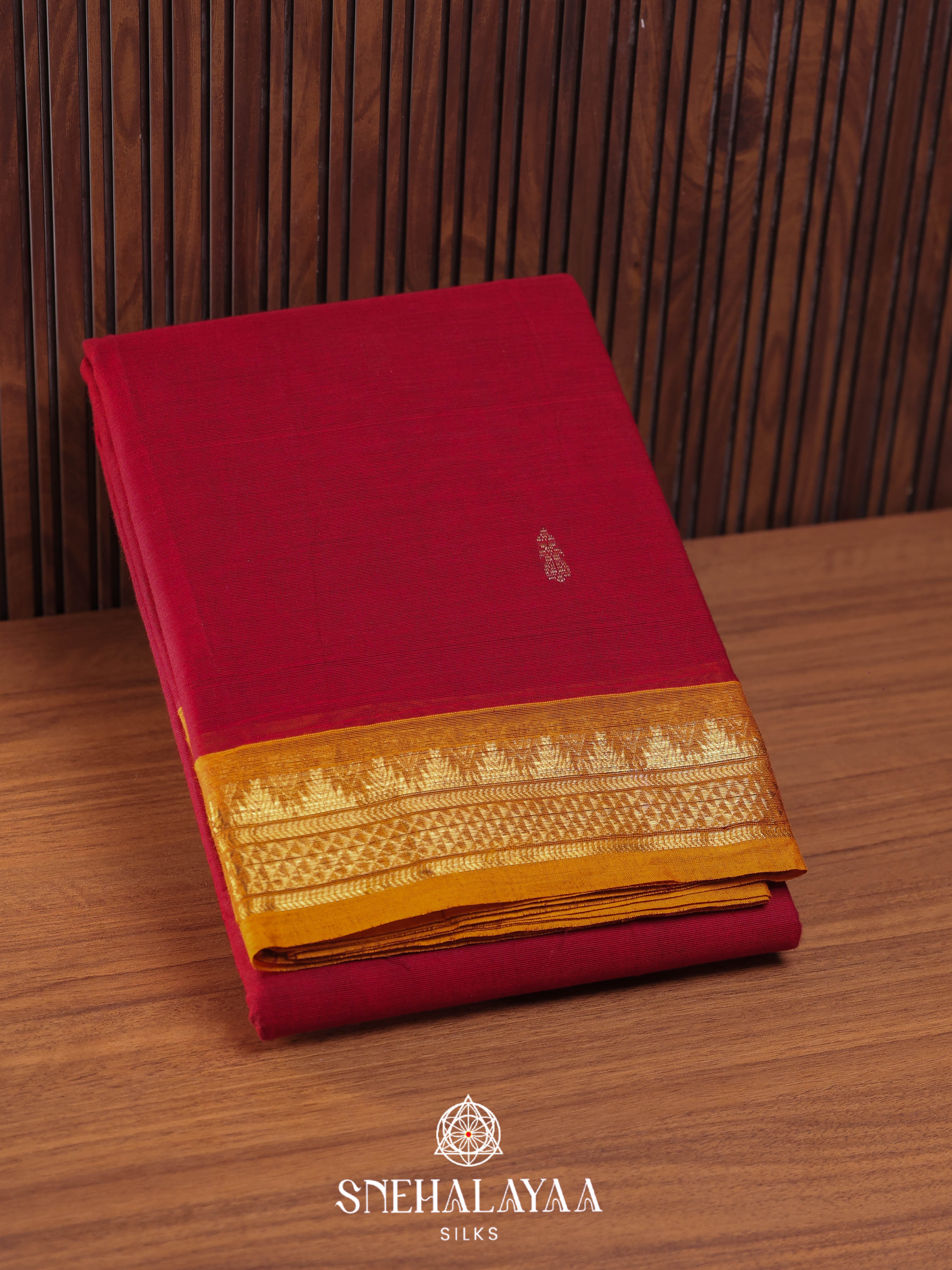 Maroon Kanchi Cotton Saree