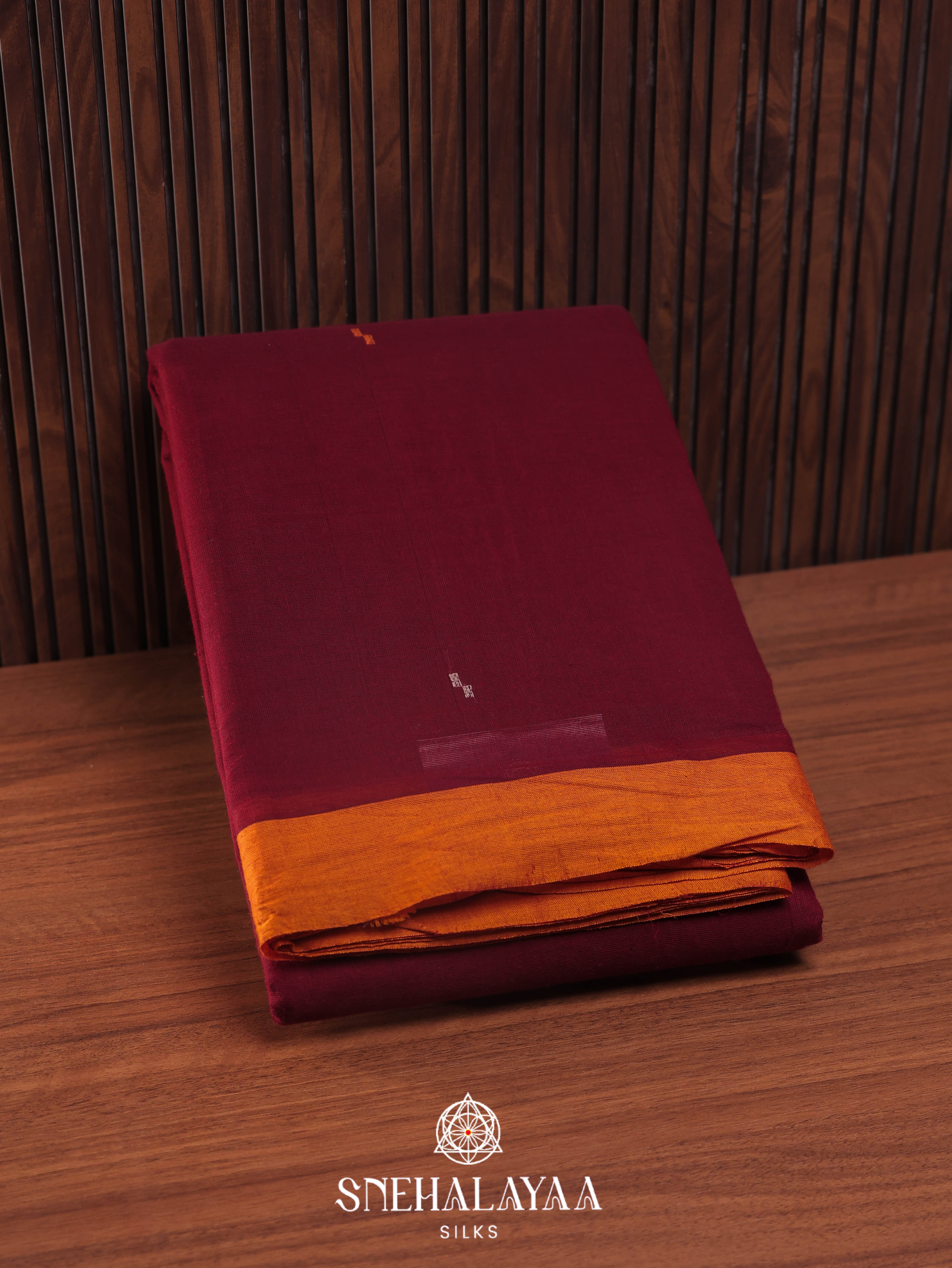 Burgandy Kanchi Cotton Saree