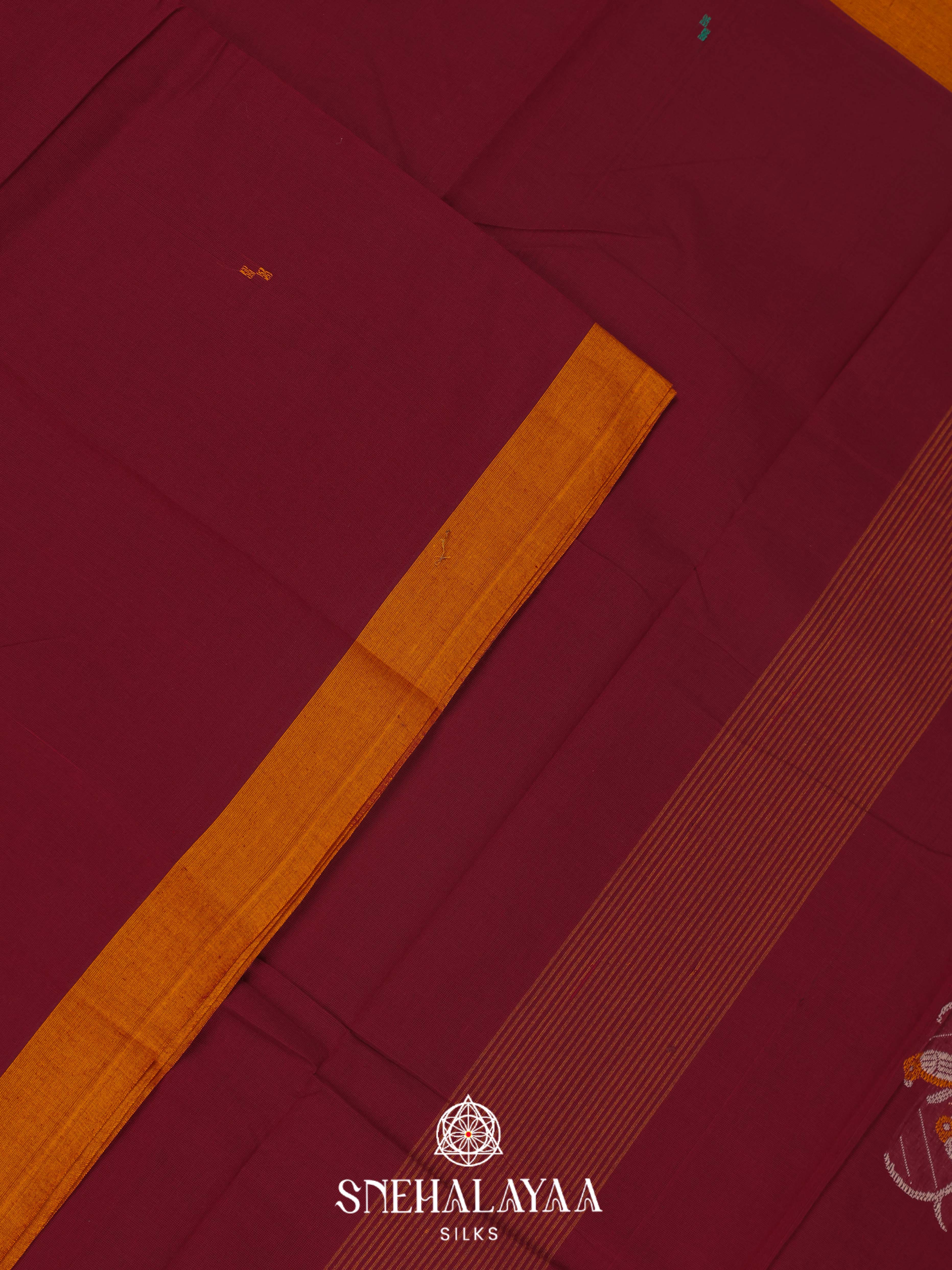 Burgandy Kanchi Cotton Saree