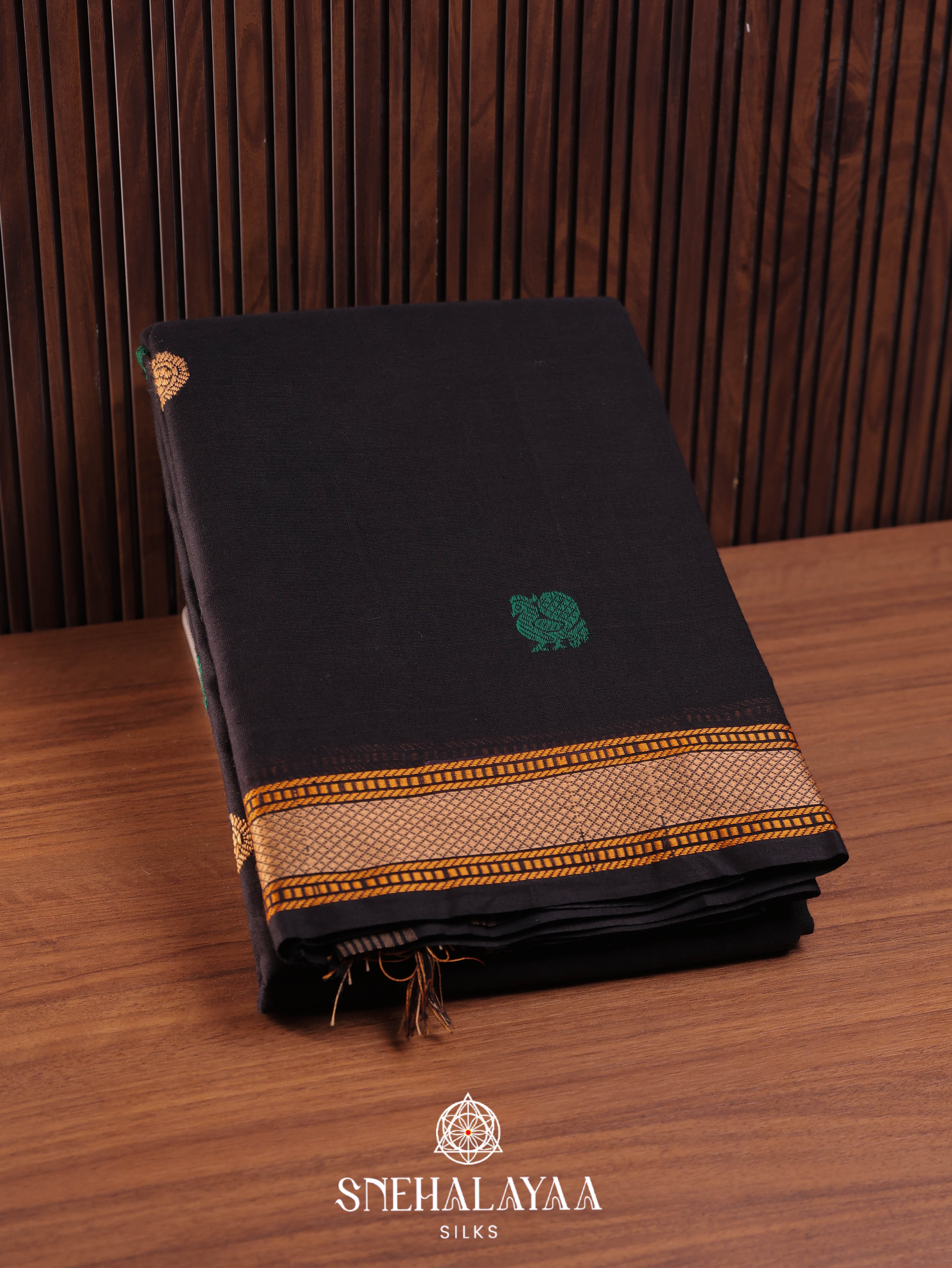 Black Kanchi Cotton Saree