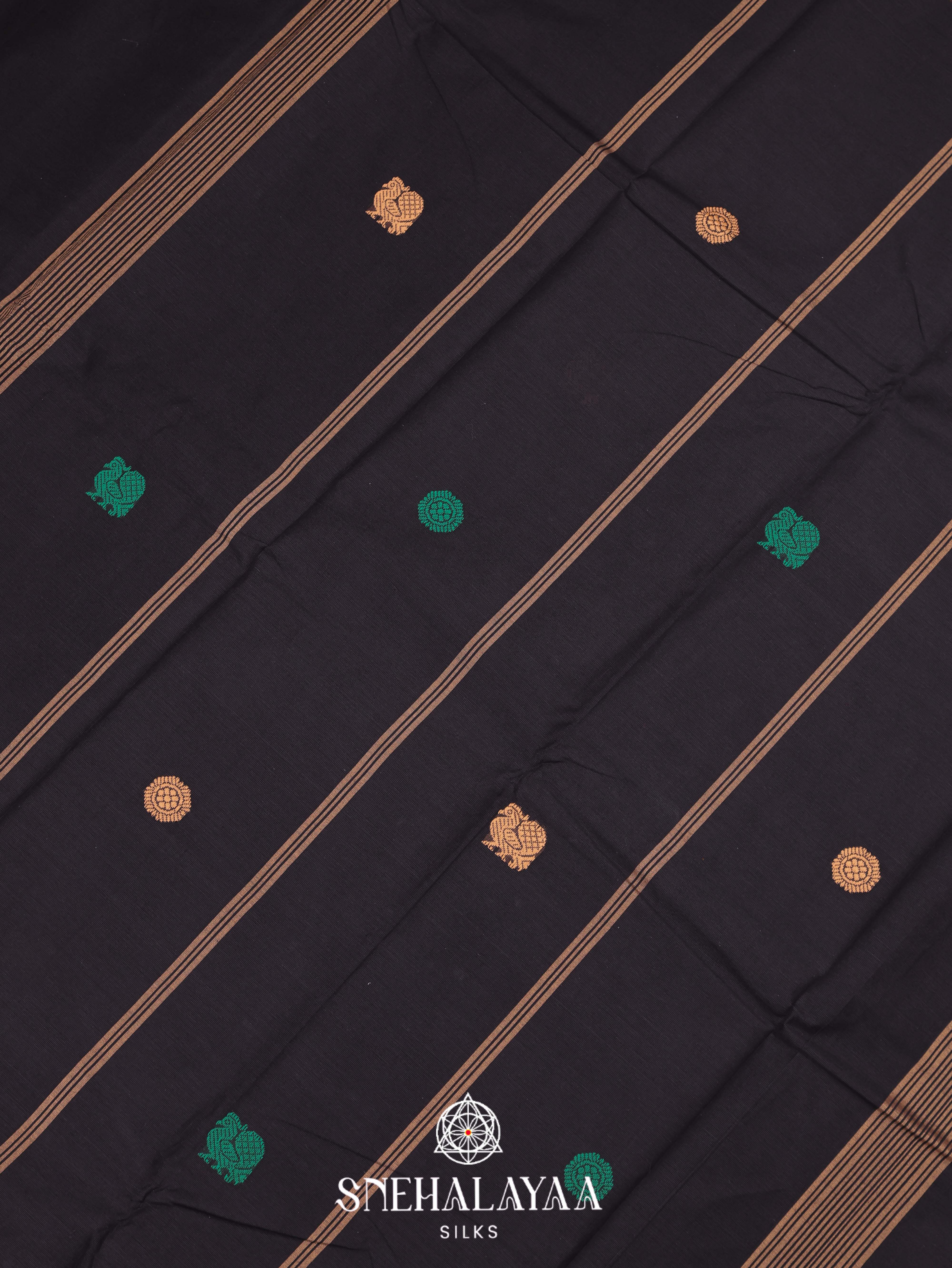 Black Kanchi Cotton Saree
