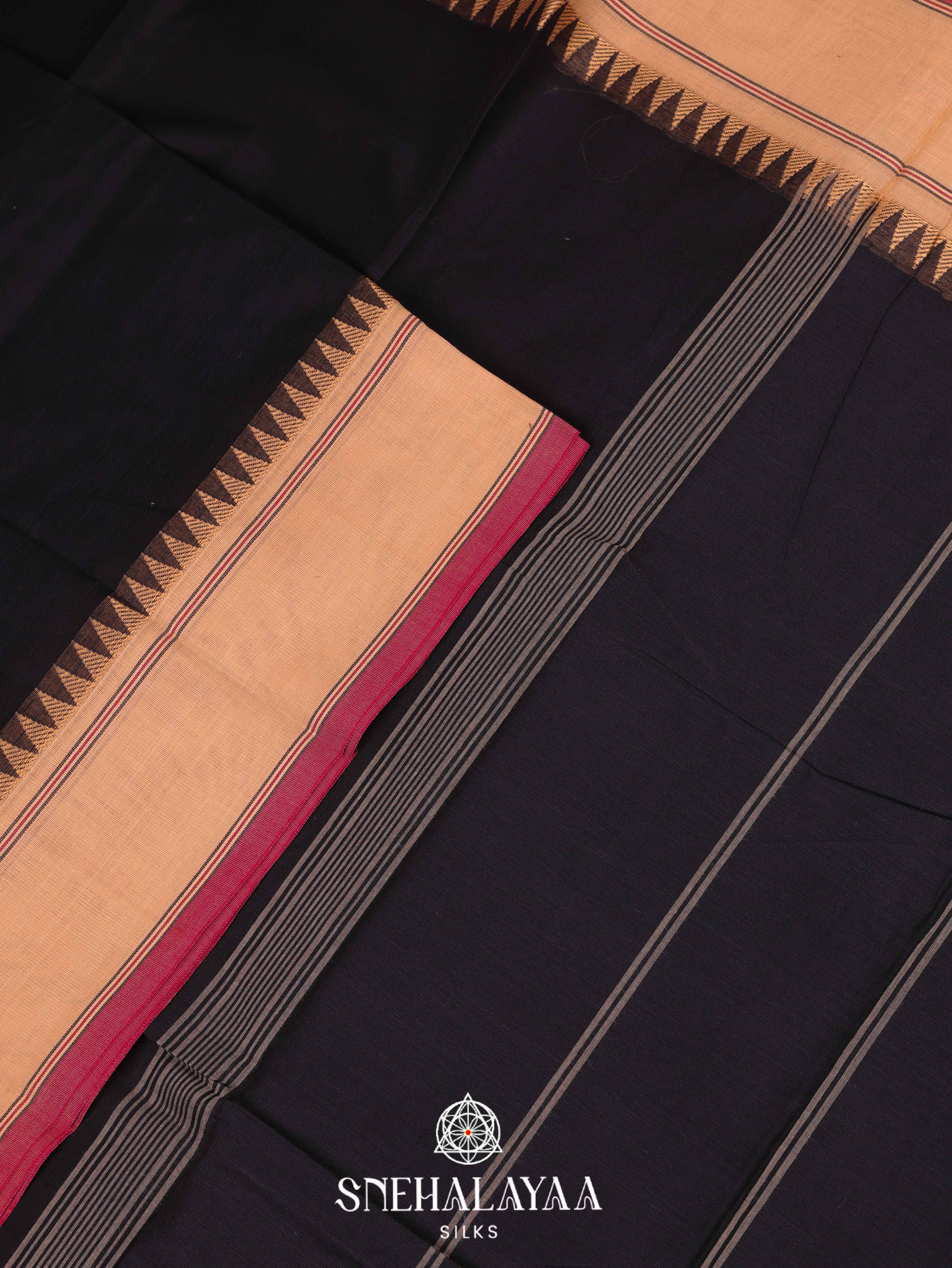 Black Kanchi Cotton Saree
