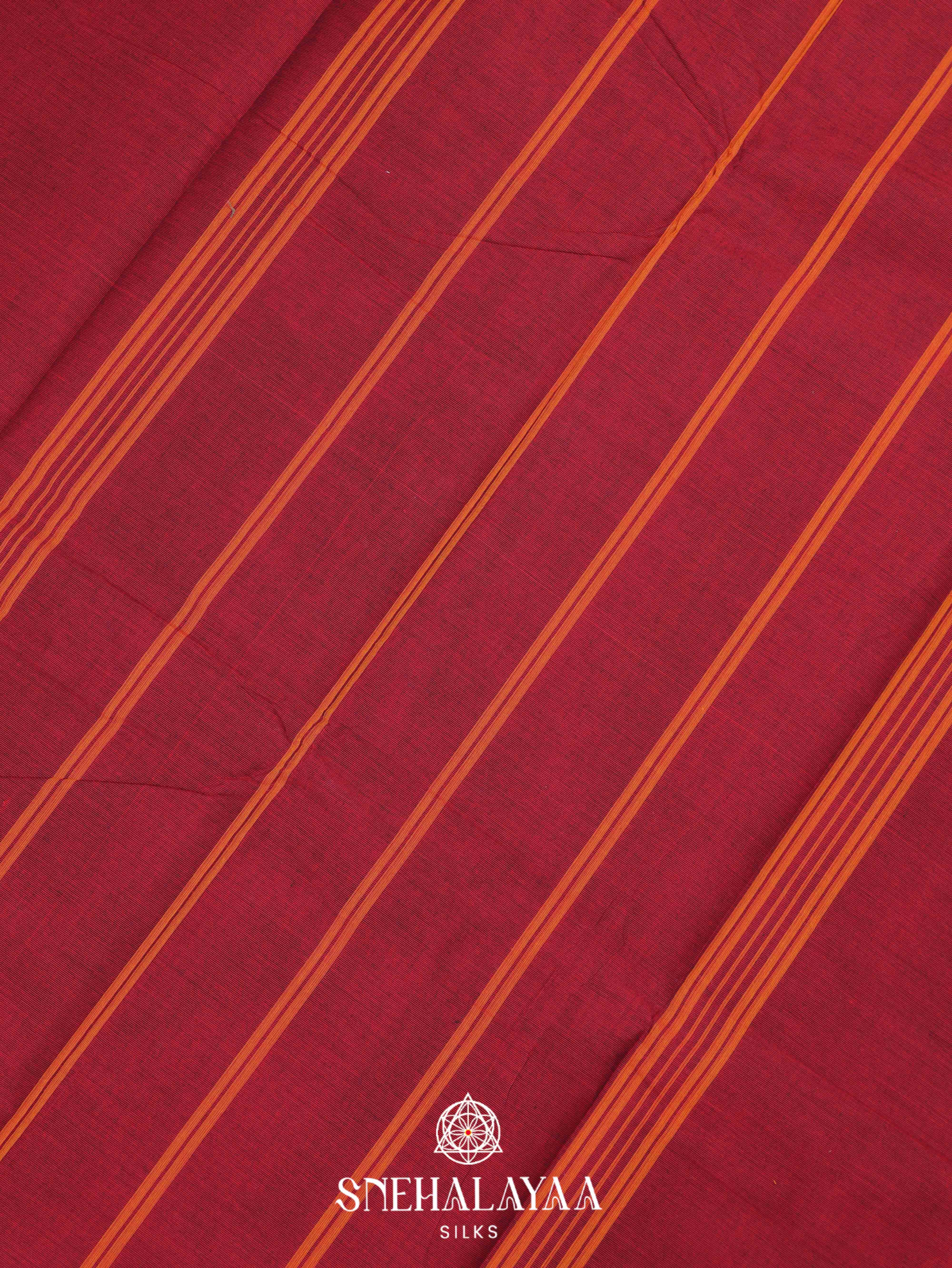 Burgandy Kanchi Cotton Saree