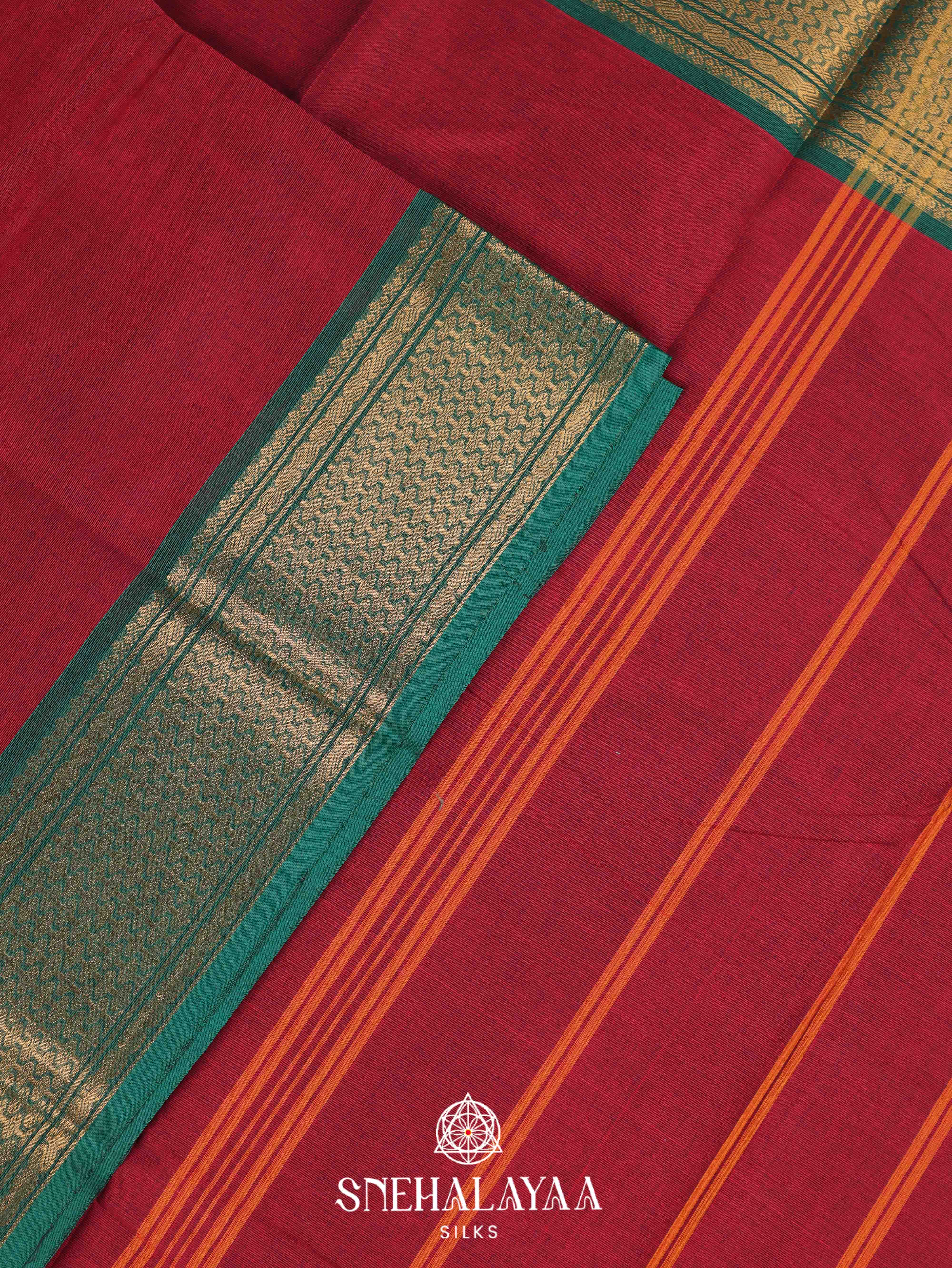 Burgandy Kanchi Cotton Saree
