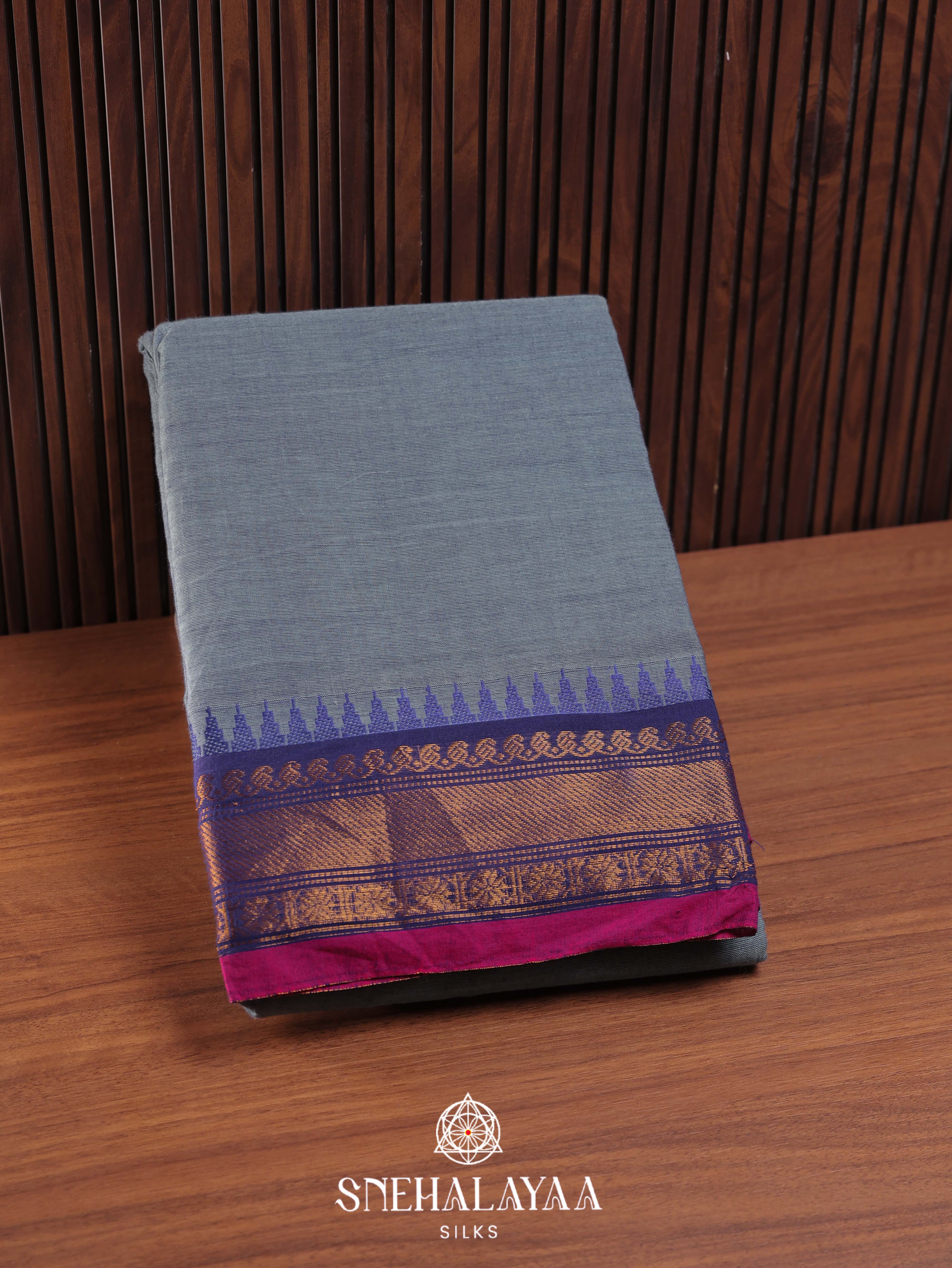 Blue Kanchi Cotton Saree