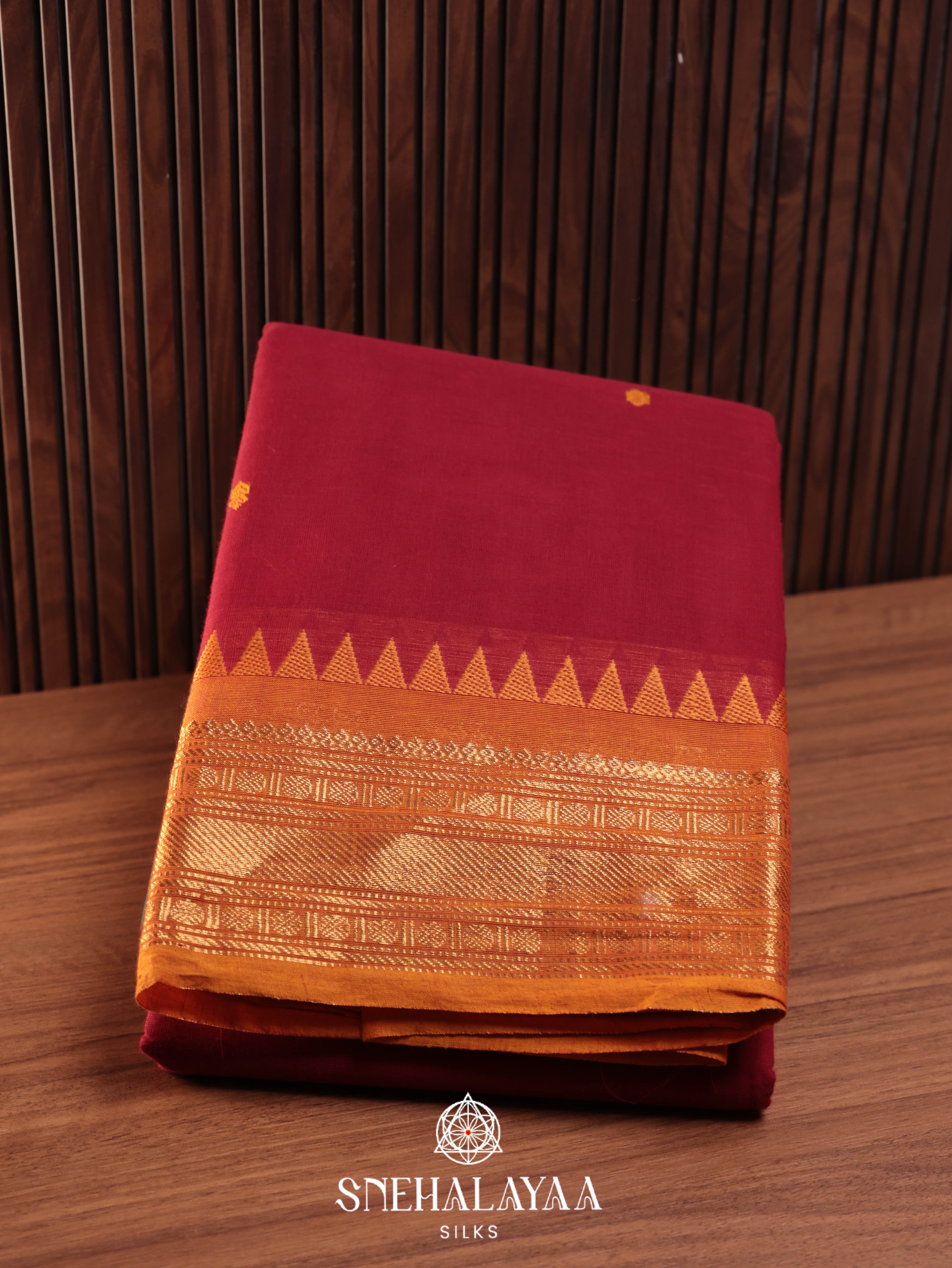 Maroon Chettinad Cotton Saree