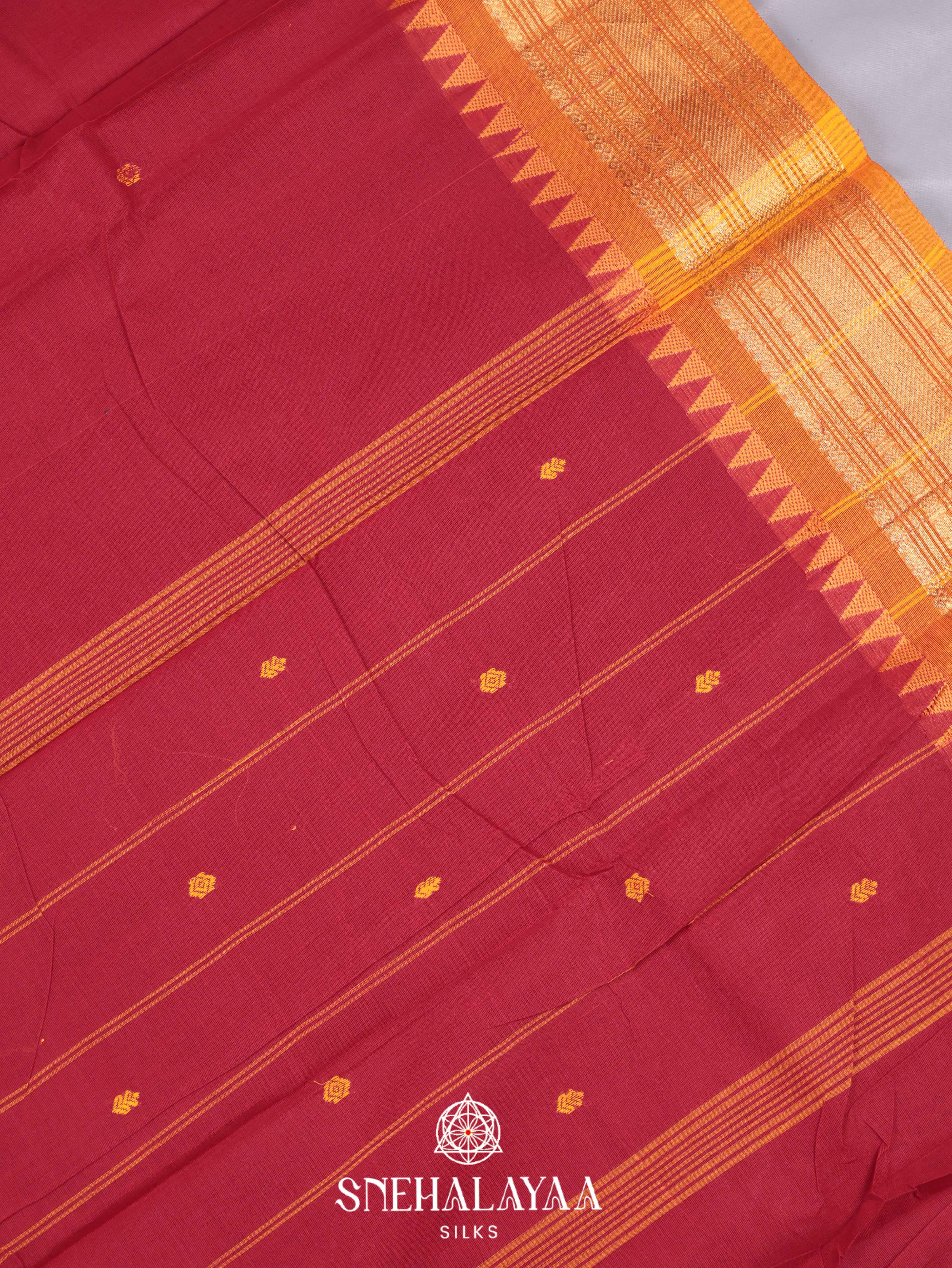 Maroon Chettinad Cotton Saree