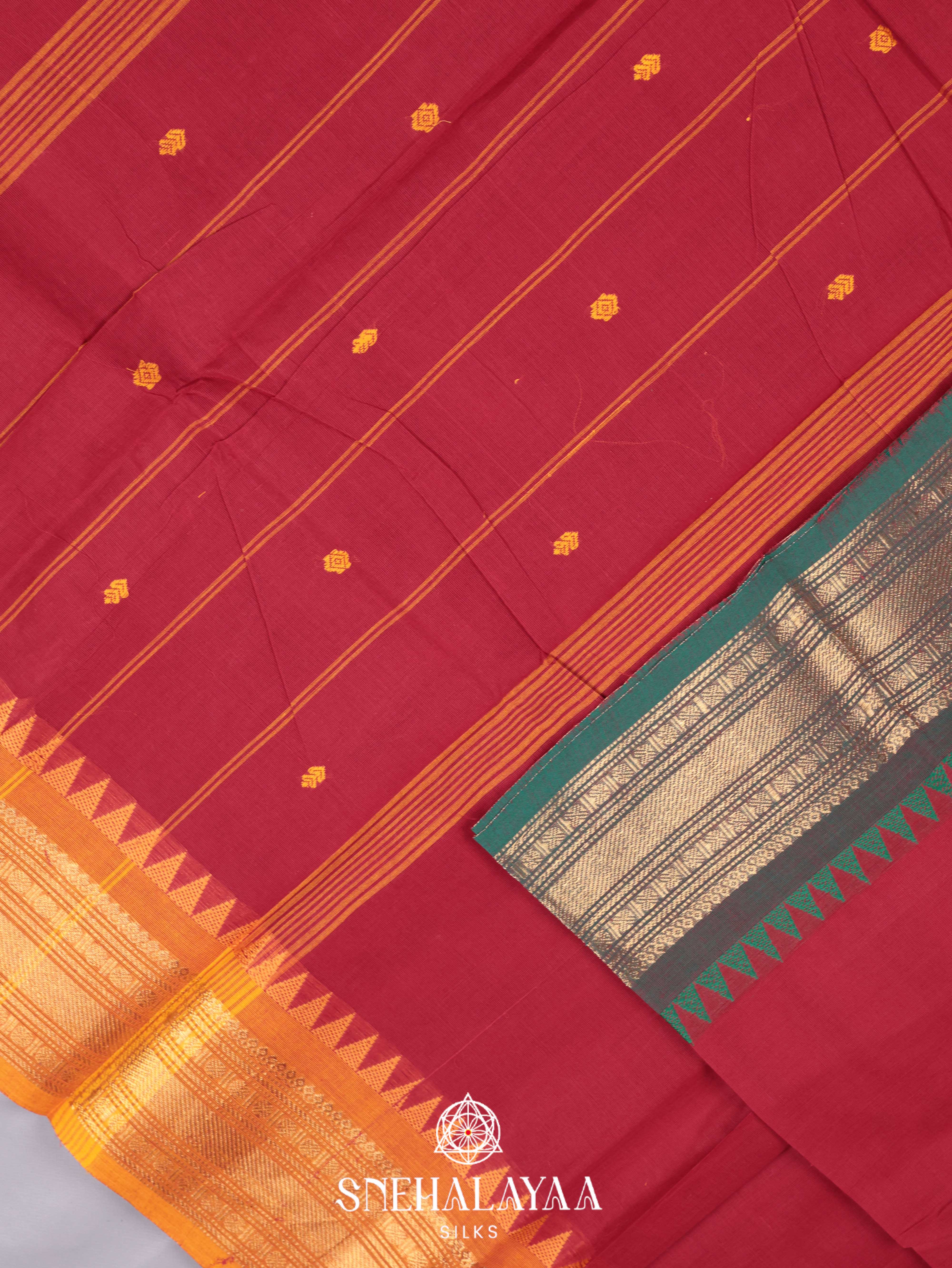 Maroon Chettinad Cotton Saree