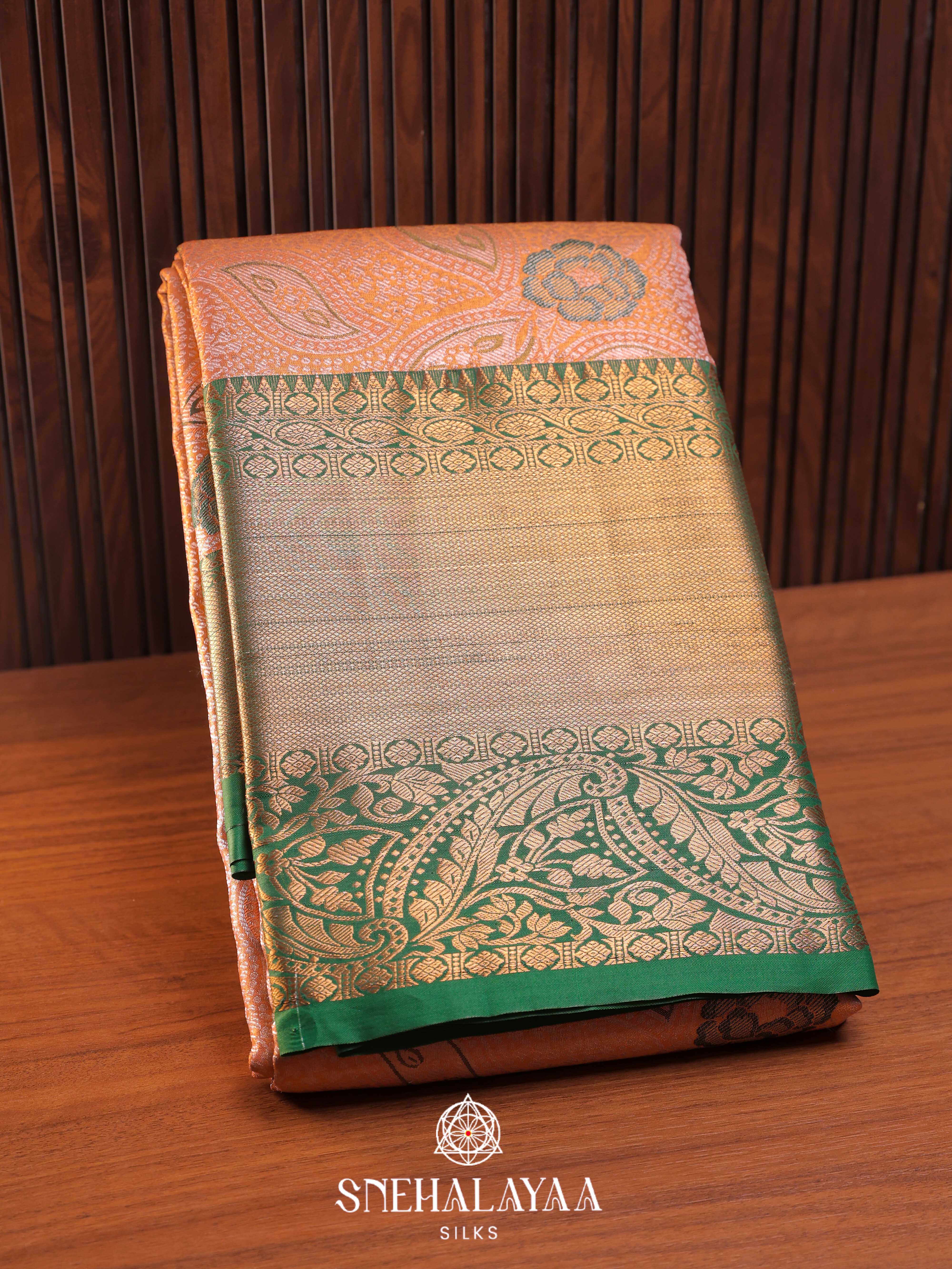 Peach Art Silk Saree