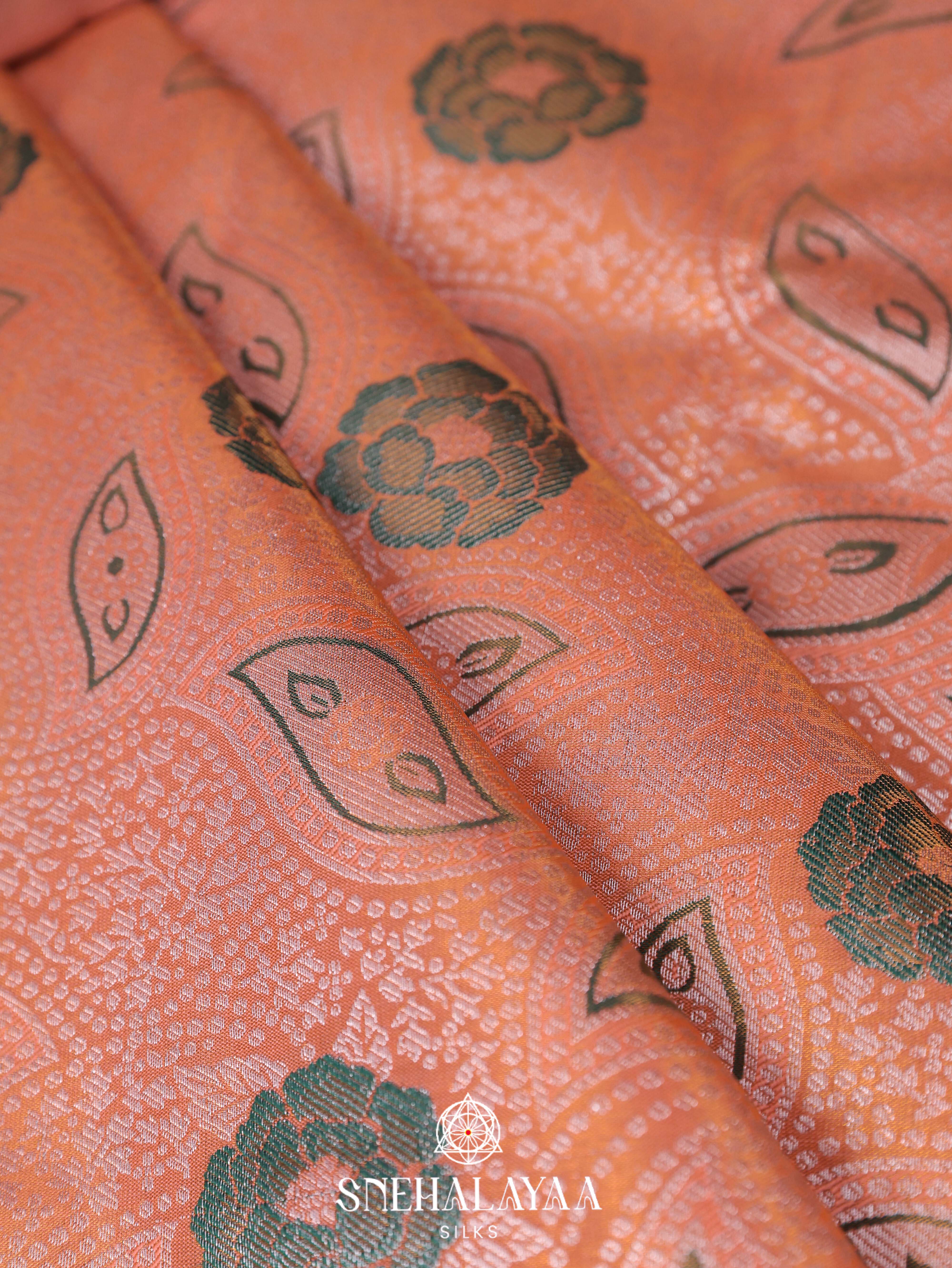 Peach Art Silk Saree