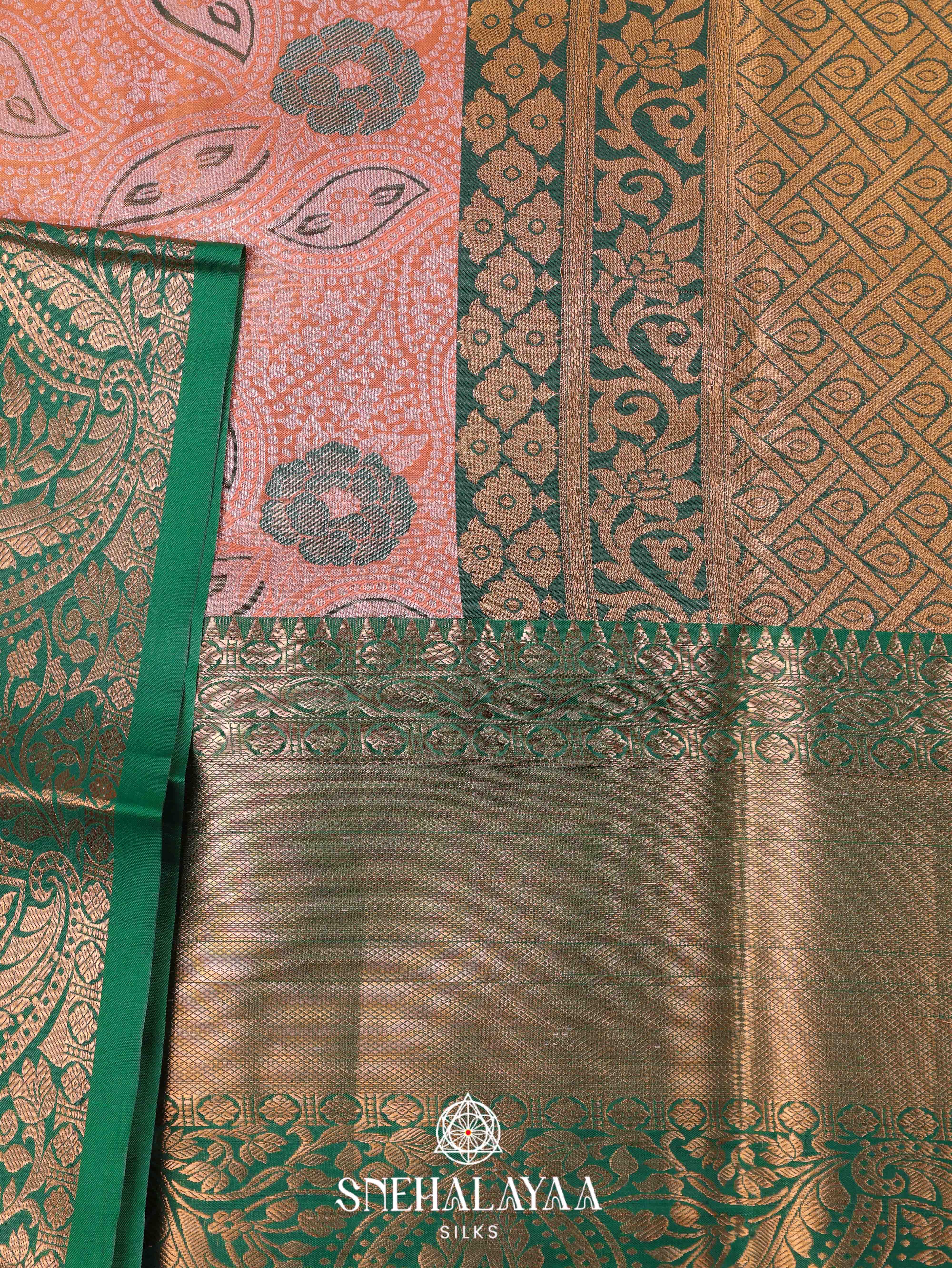 Peach Art Silk Saree