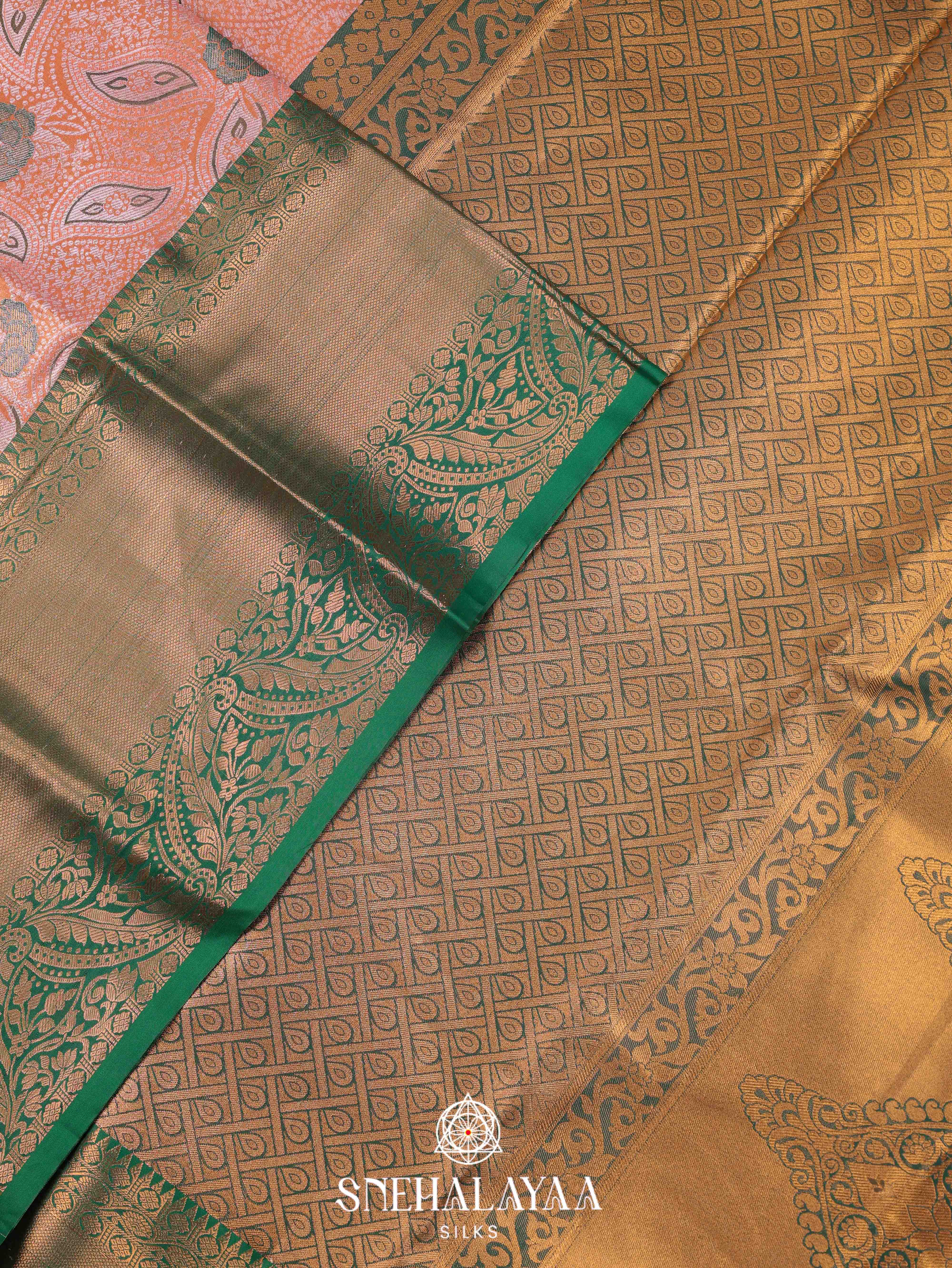 Peach Art Silk Saree