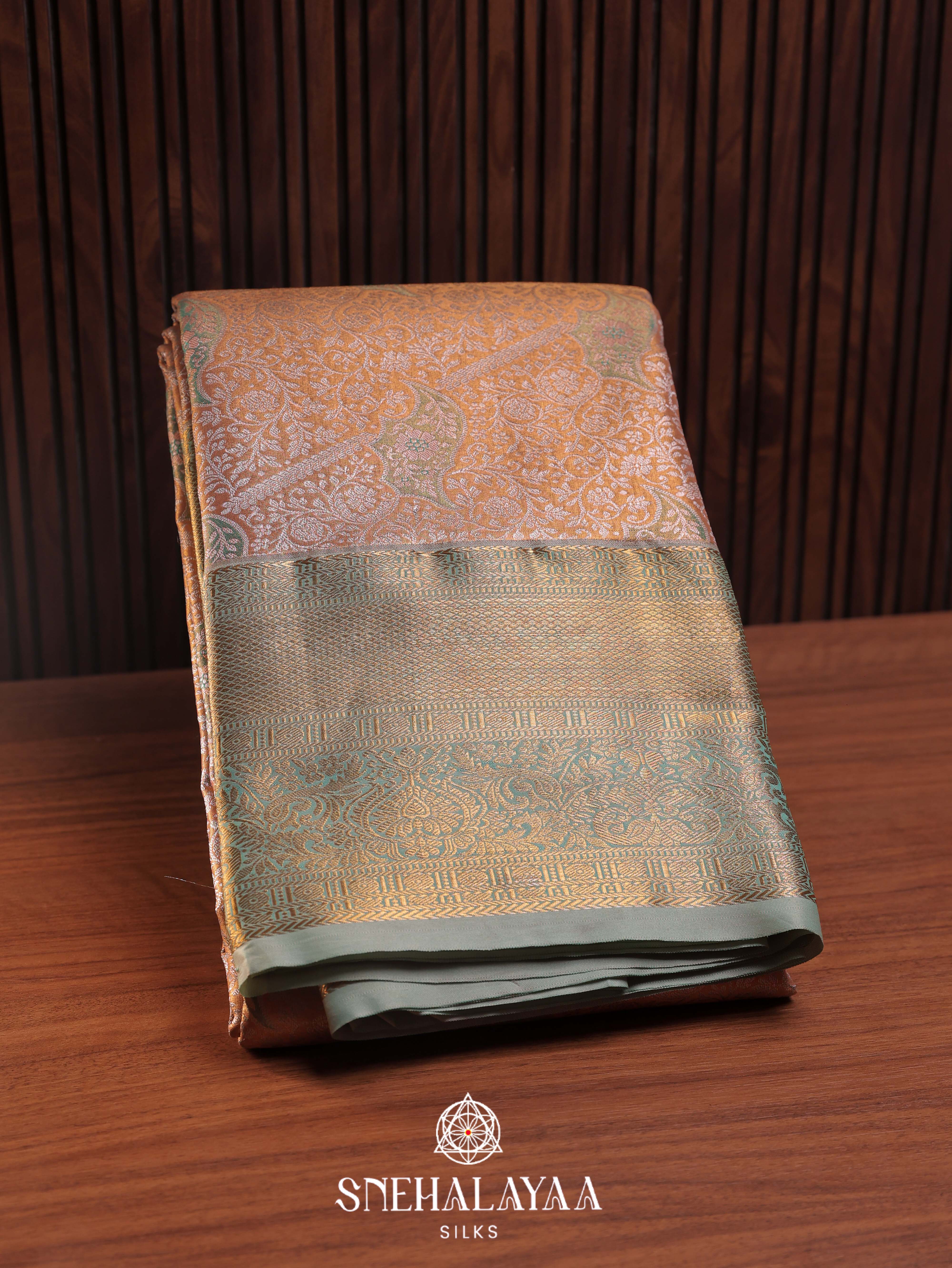 Pale Peach Art Silk Saree