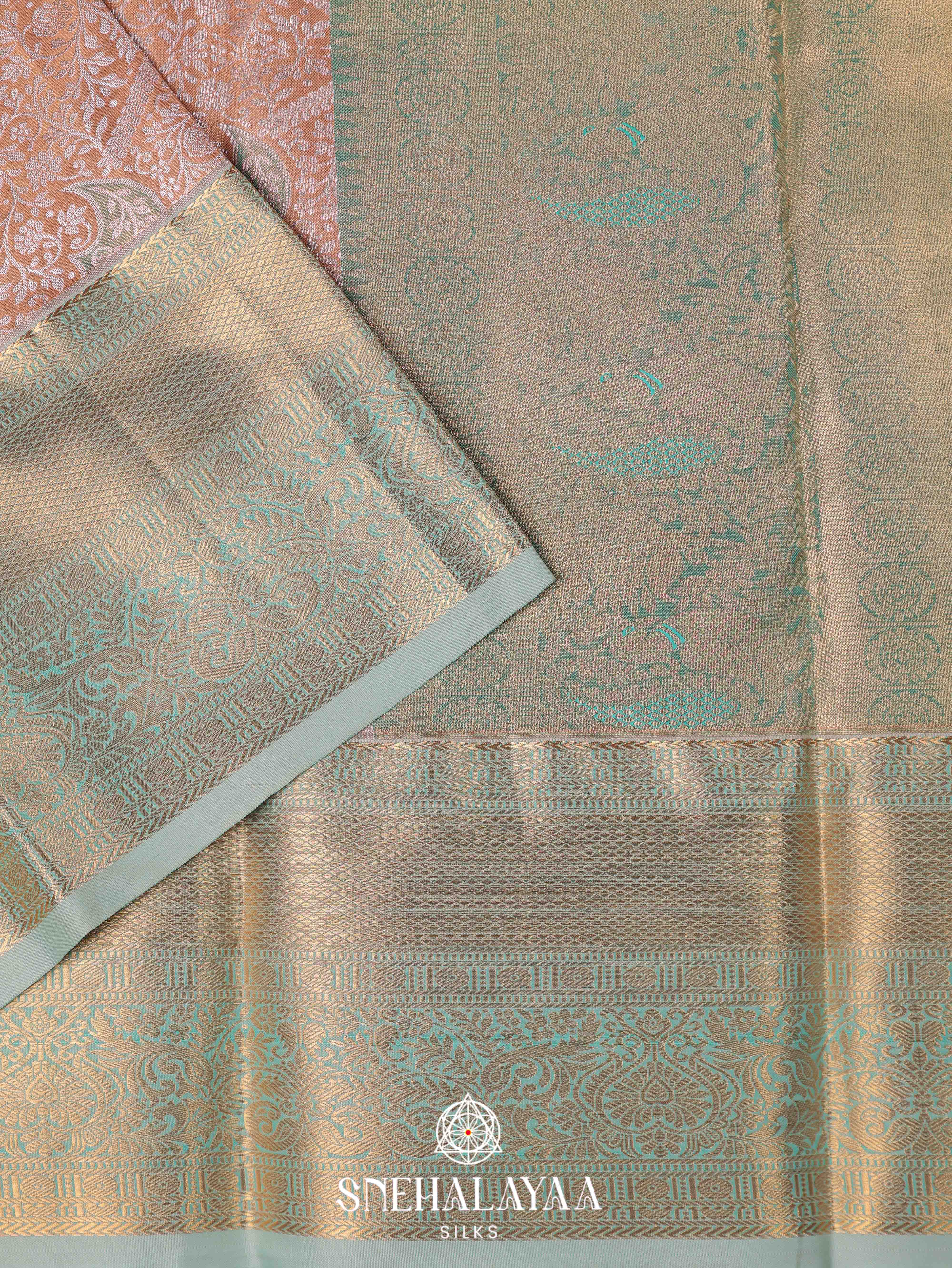 Pale Peach Art Silk Saree
