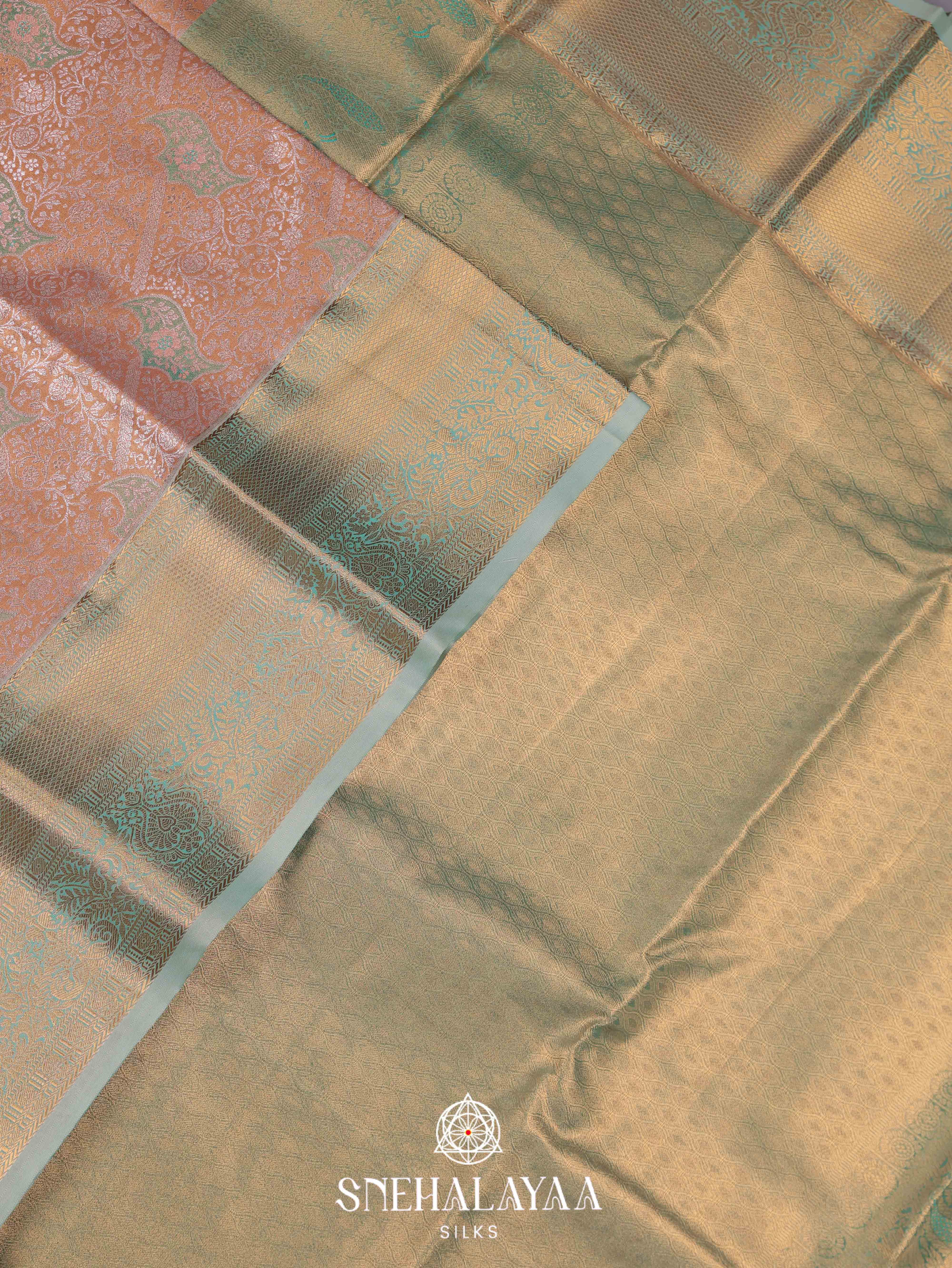 Pale Peach Art Silk Saree