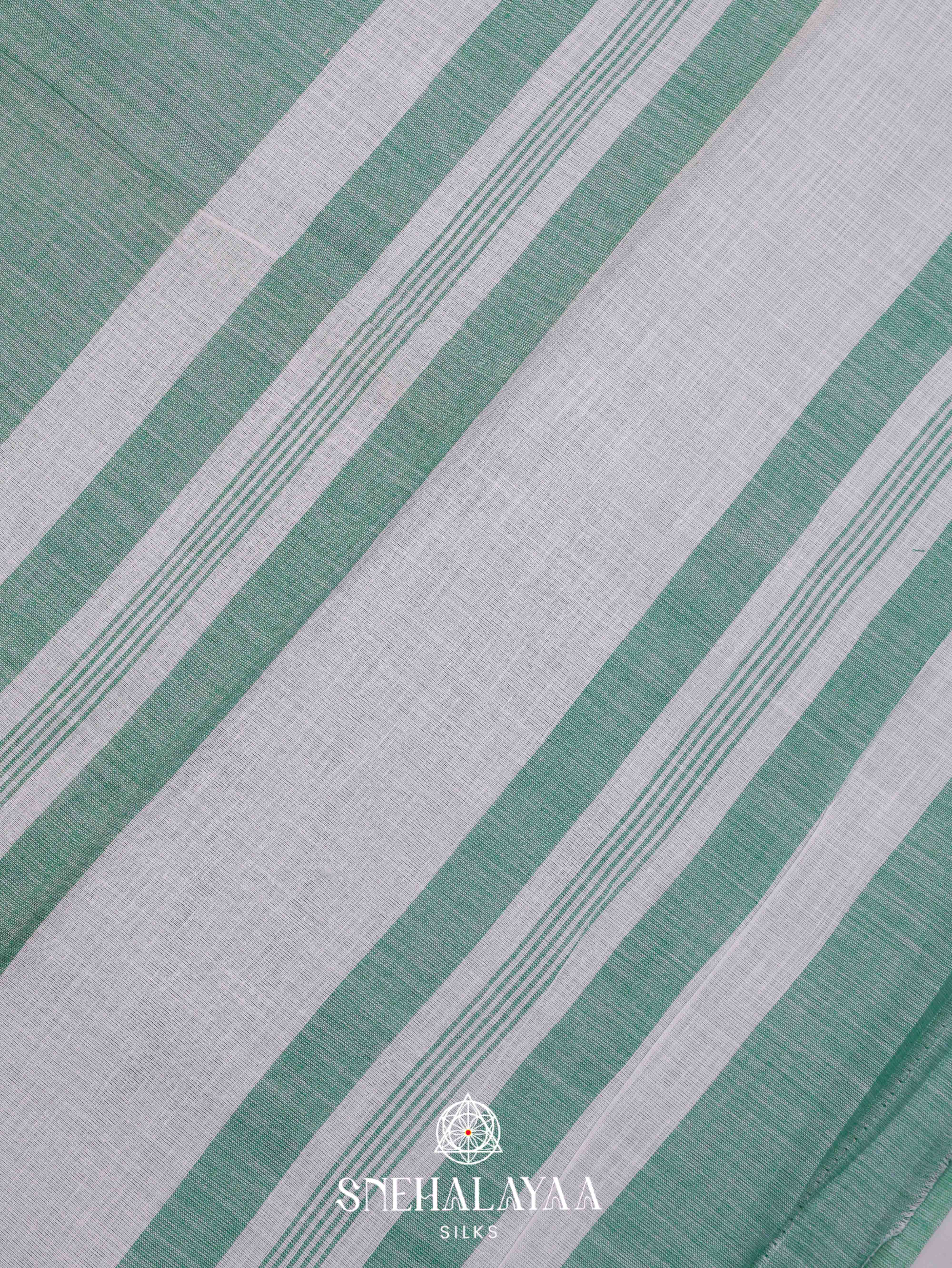 Sea Foam Green Linen Cotton Saree