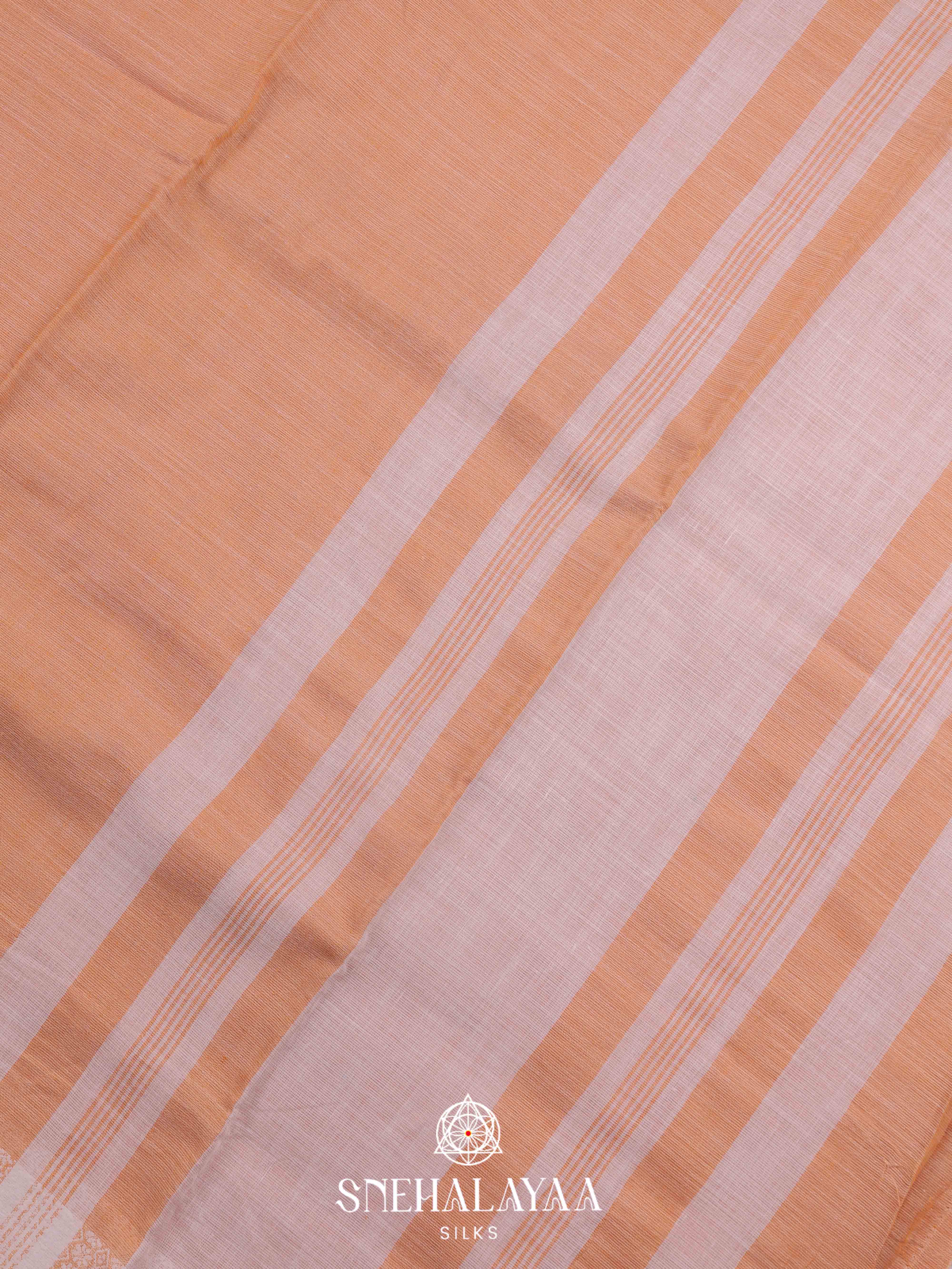 Beige  Linen Cotton Saree