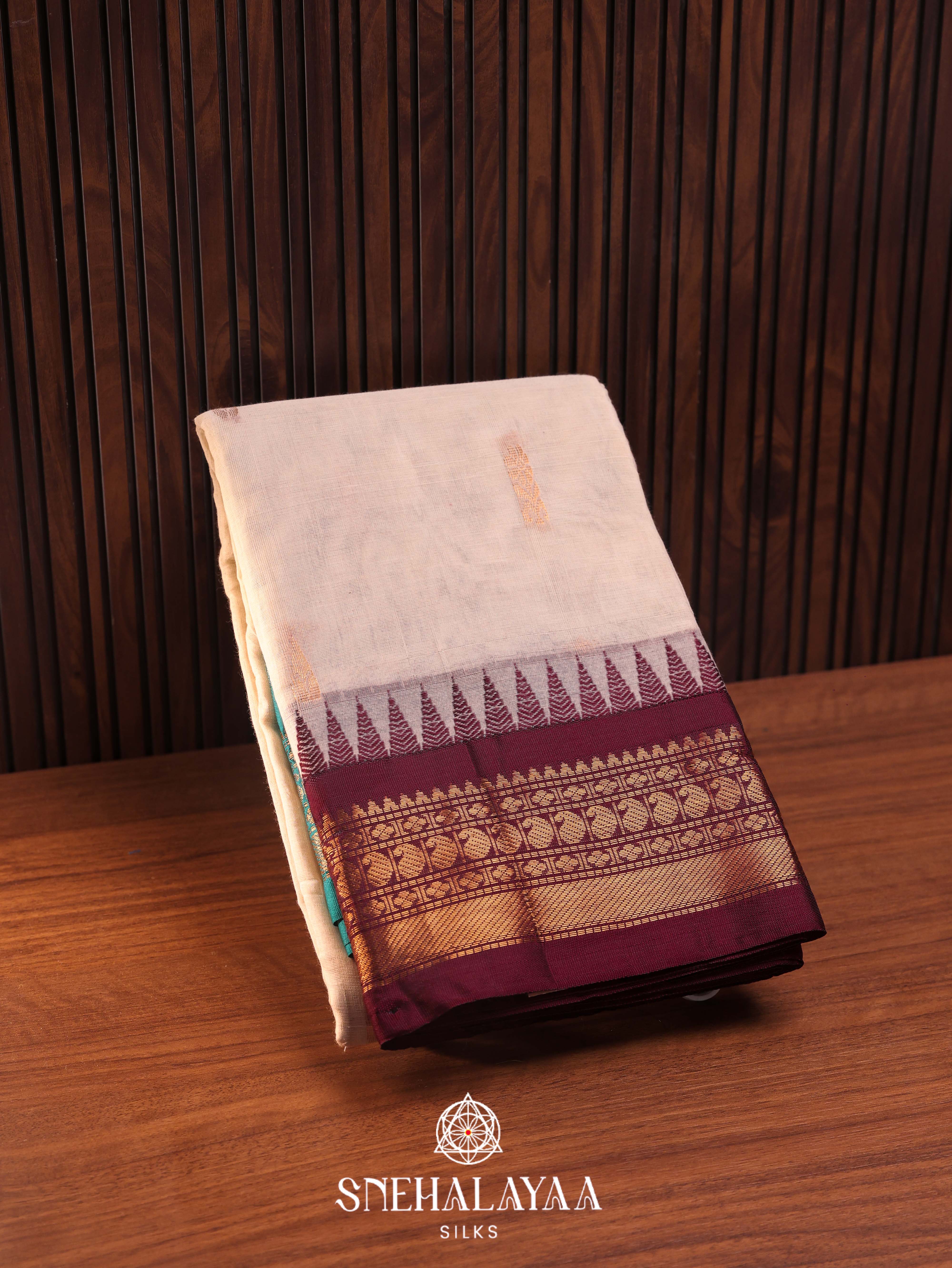 Beige Gadwal Cotton Saree