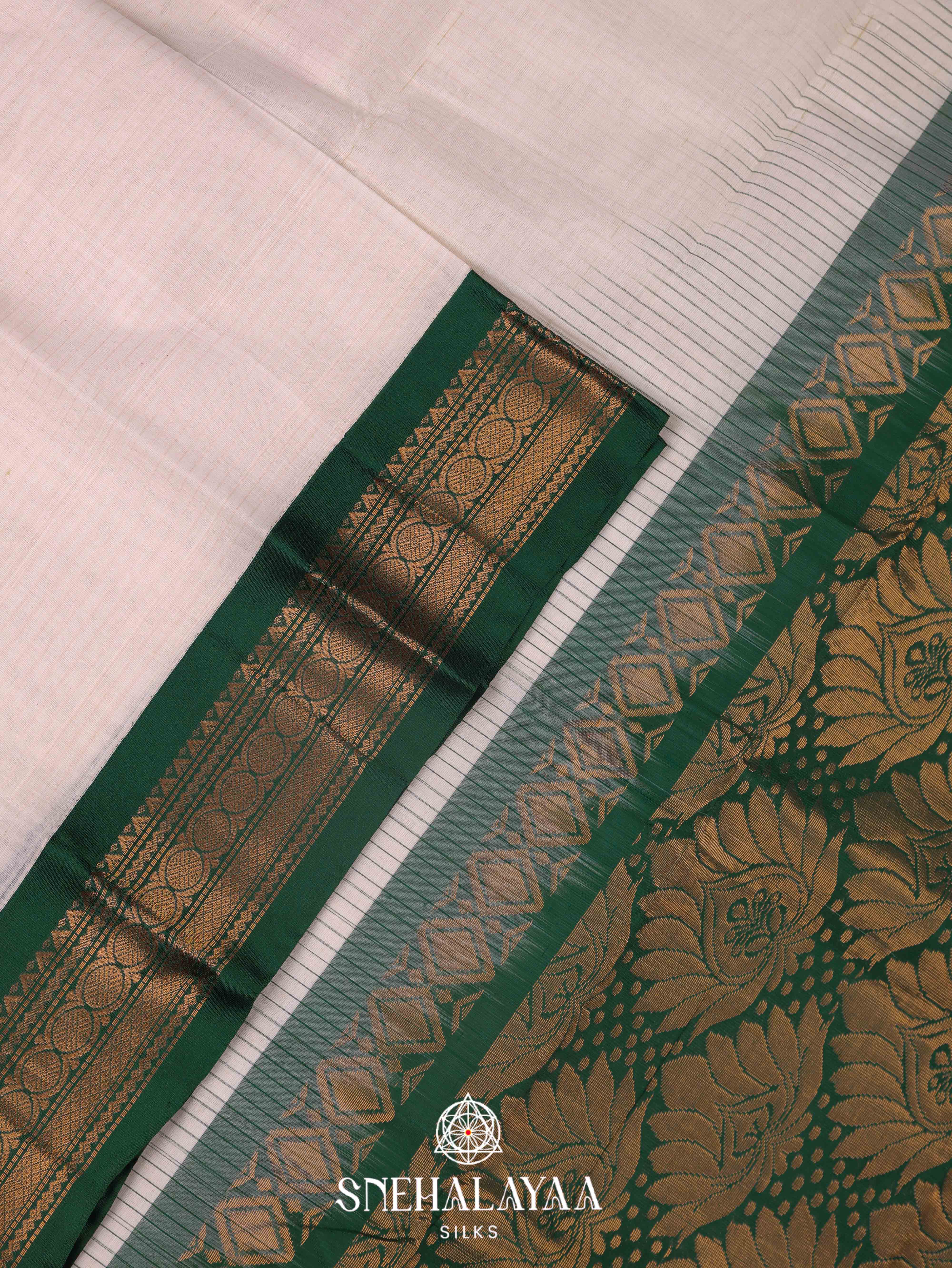 White Gadwal Cotton Saree