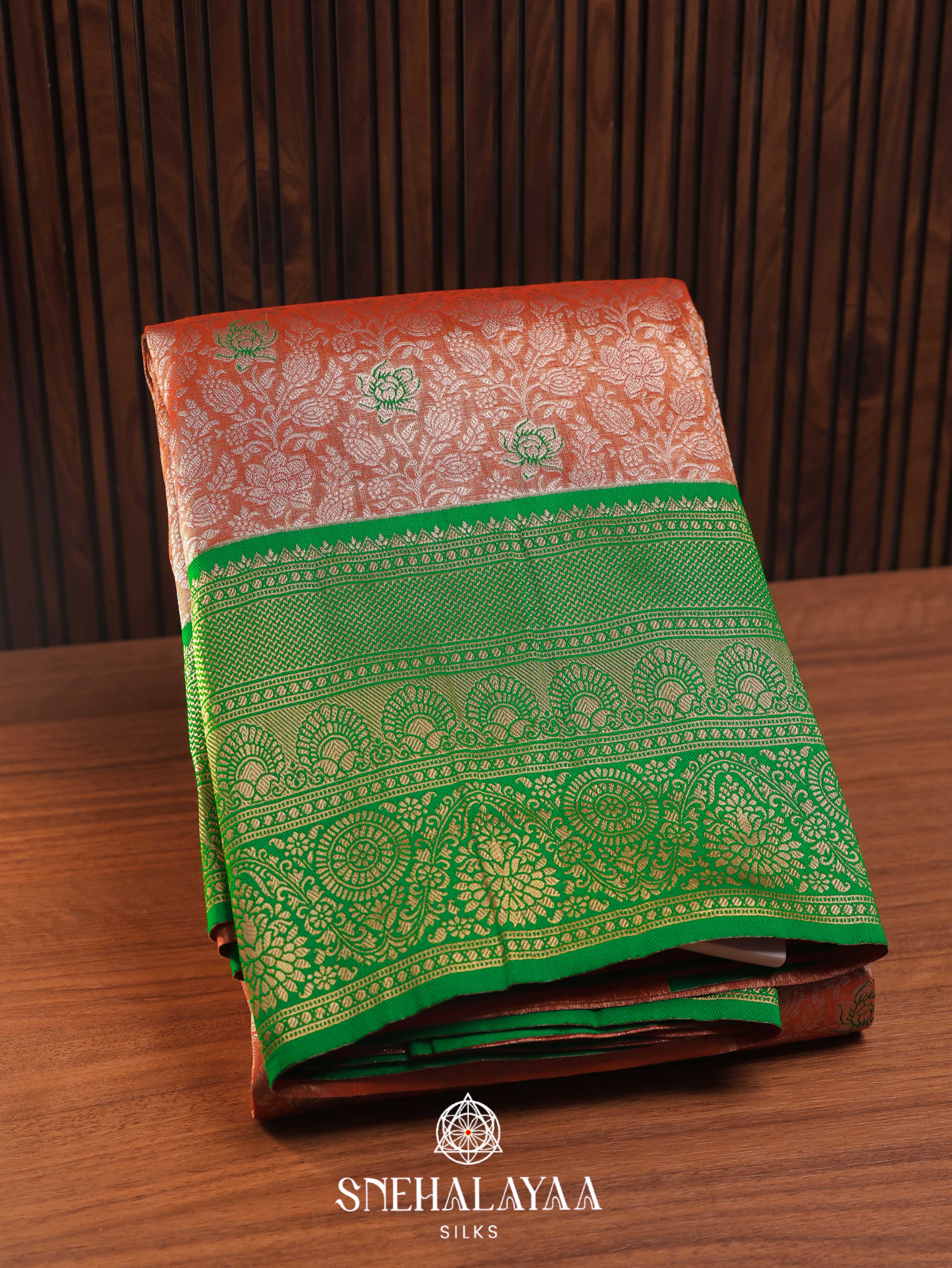 Peach Art Silk Saree