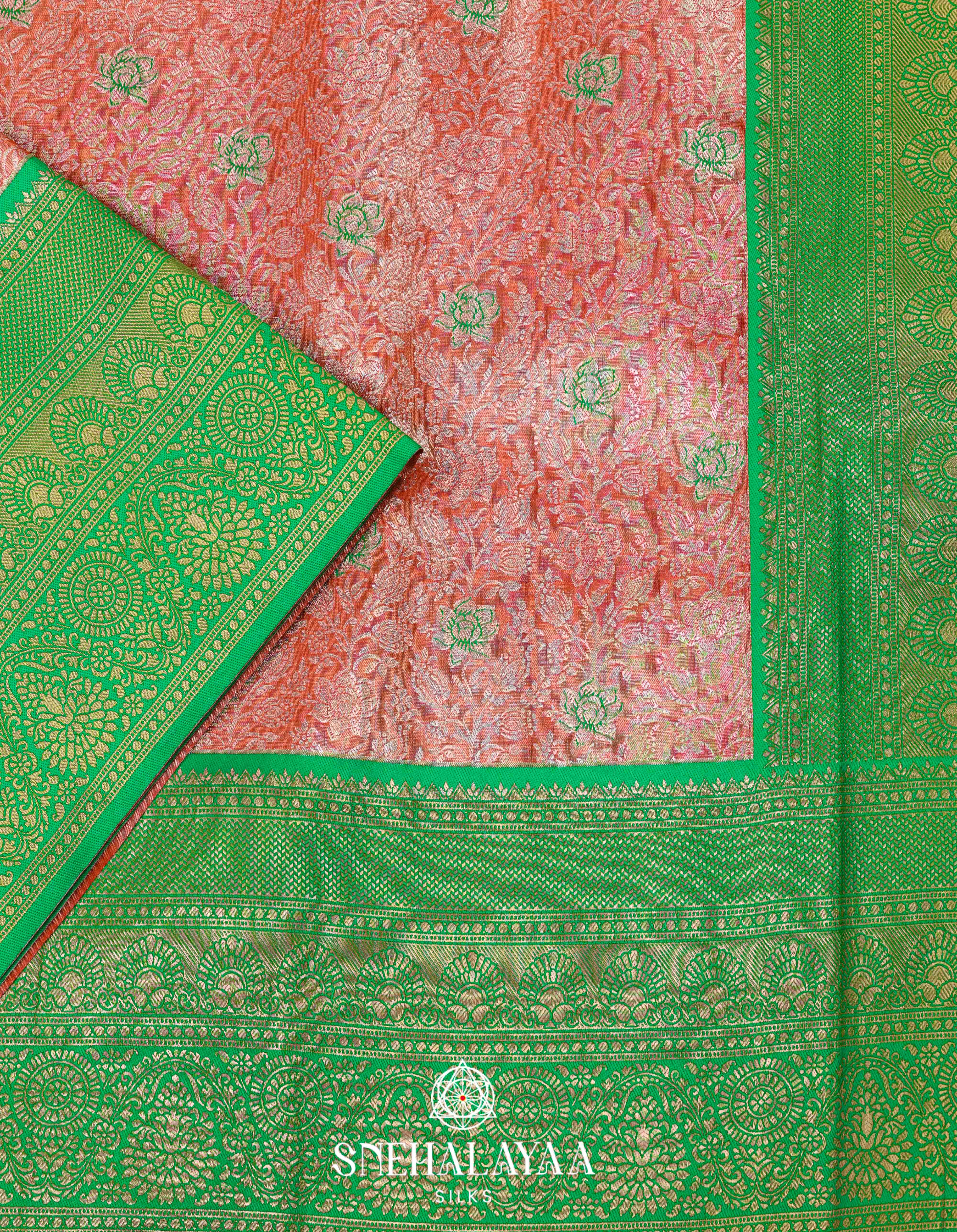 Peach Art Silk Saree