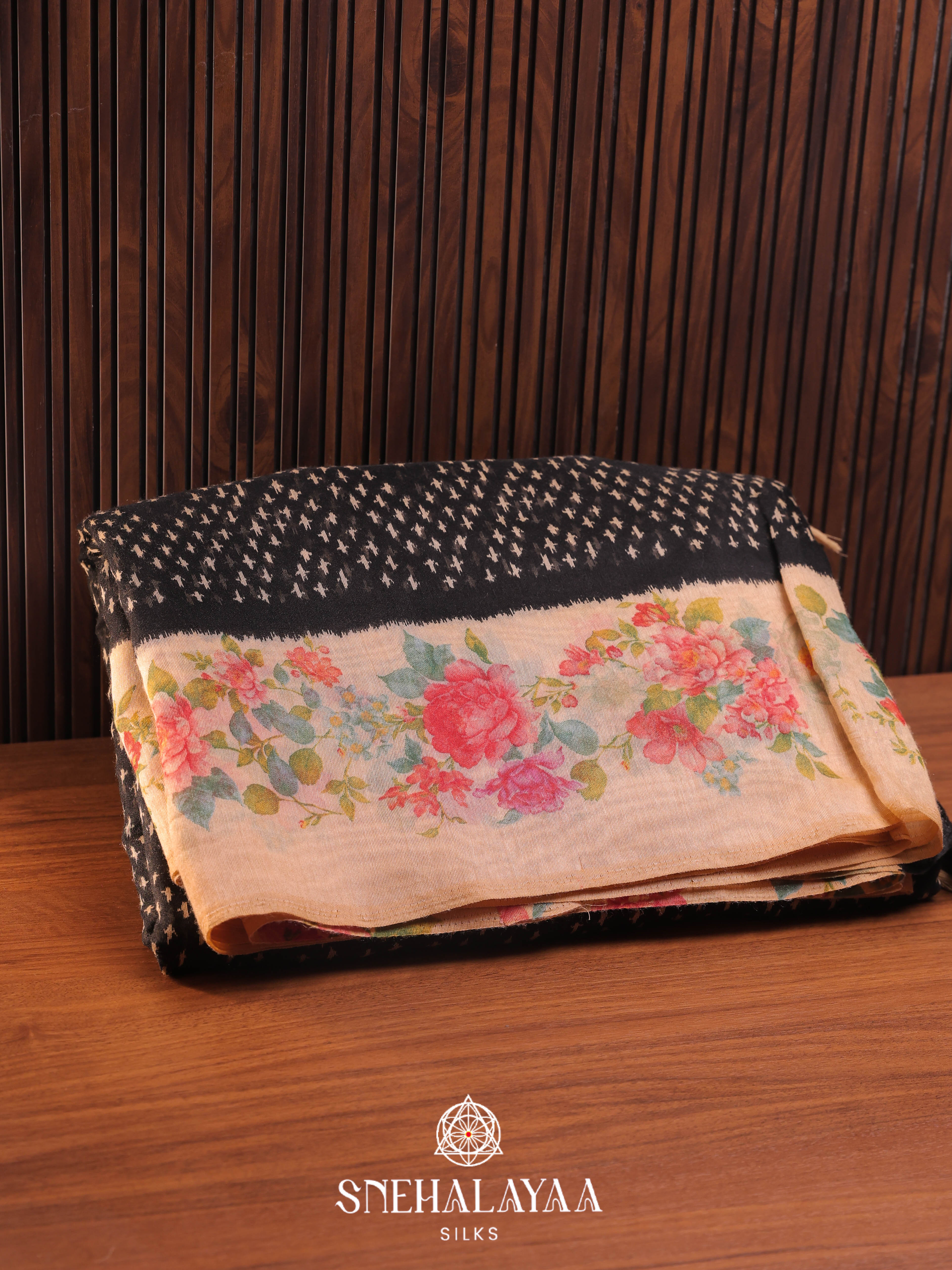 Black Linen Saree