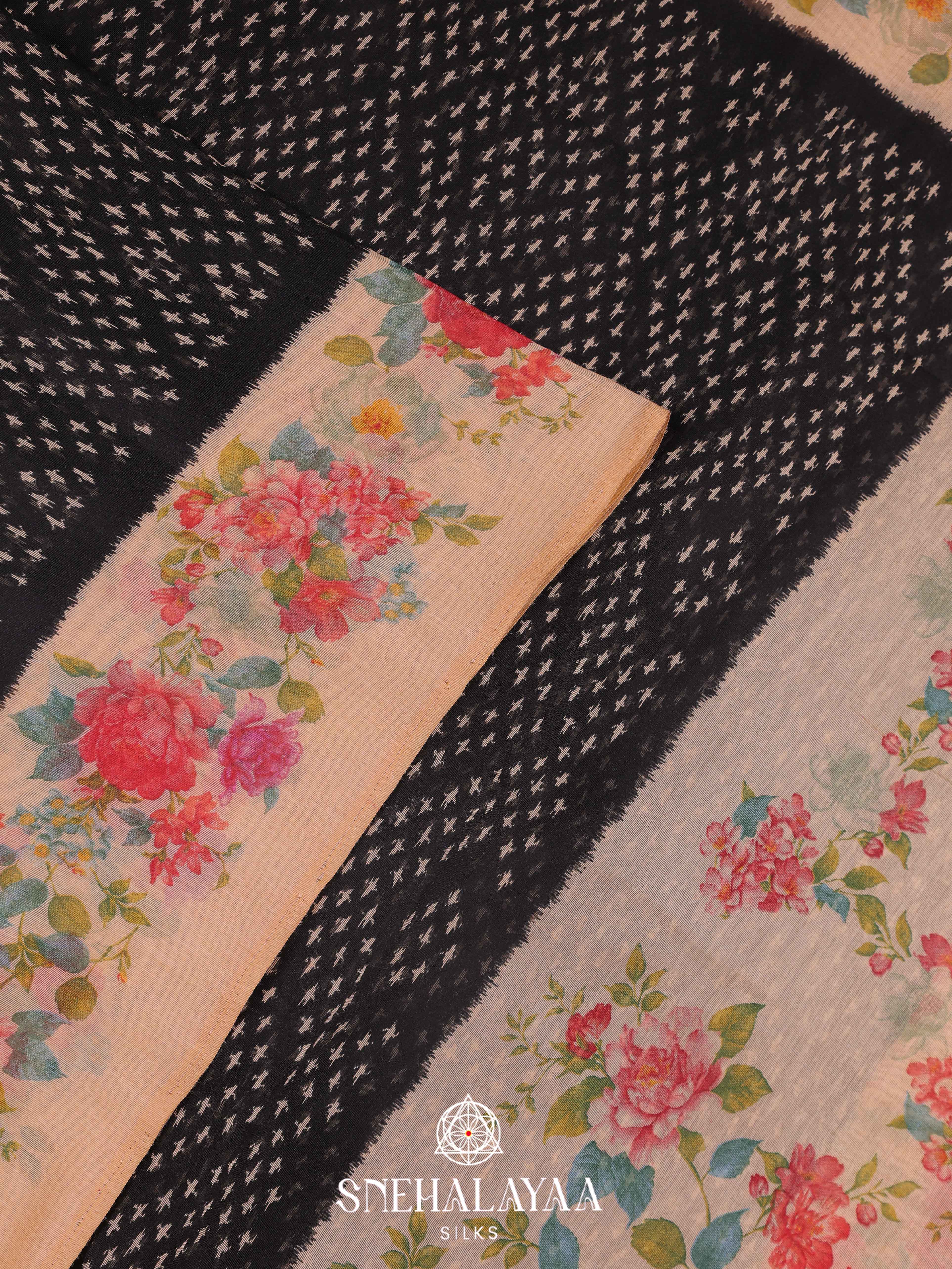Black Linen Saree