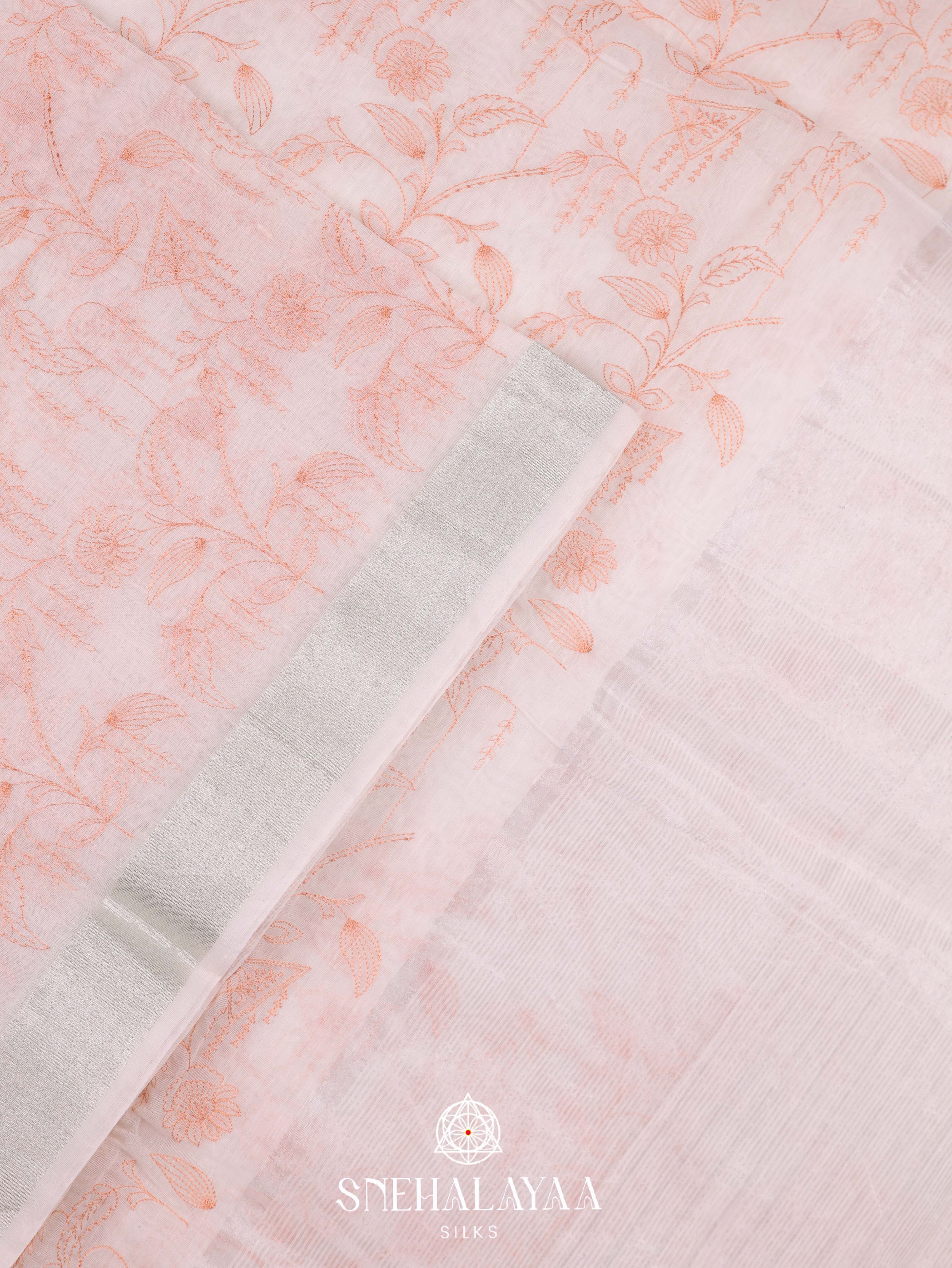 White Linen Cotton Saree