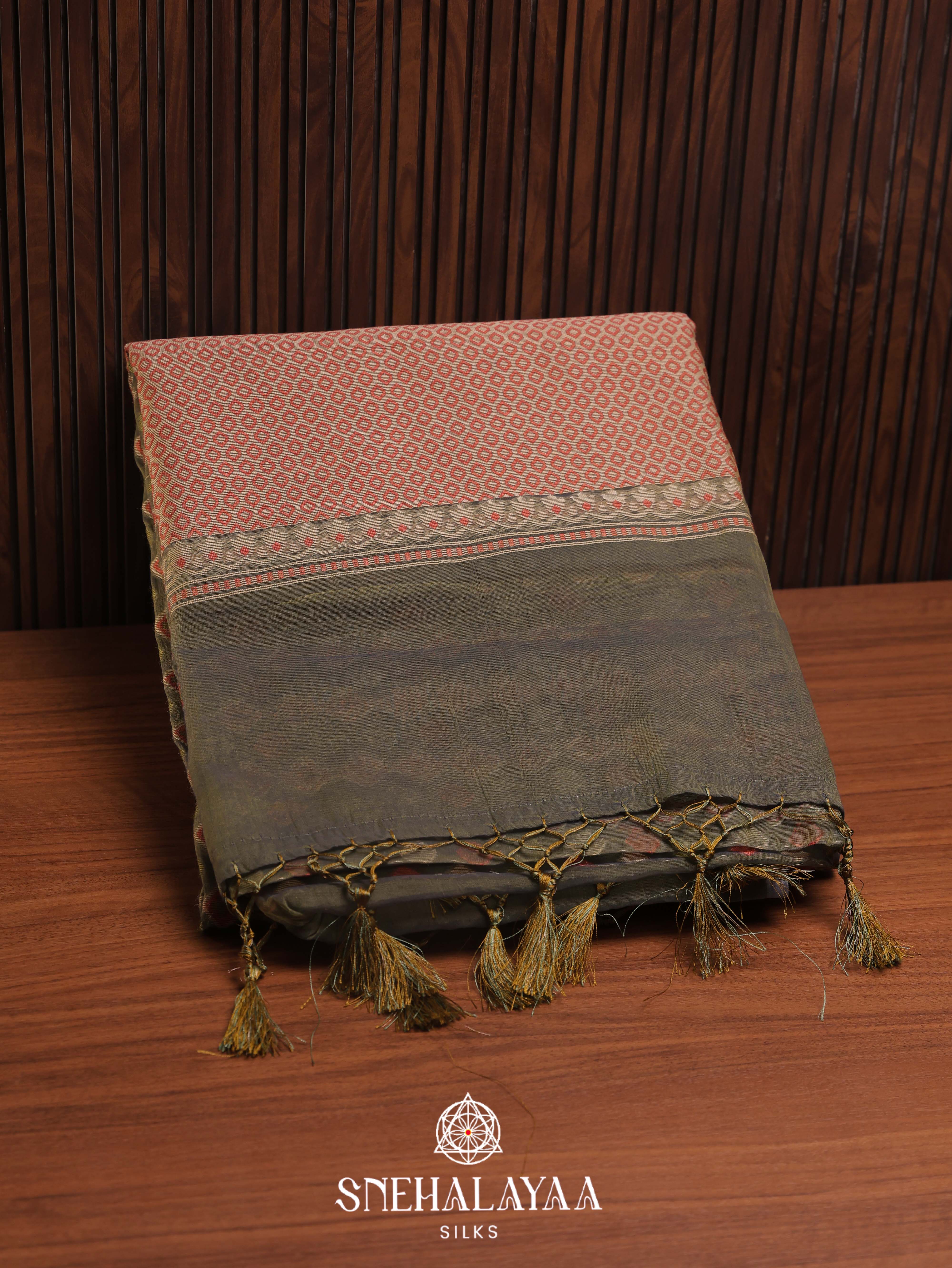 Olive Green Silk Cotton Saree