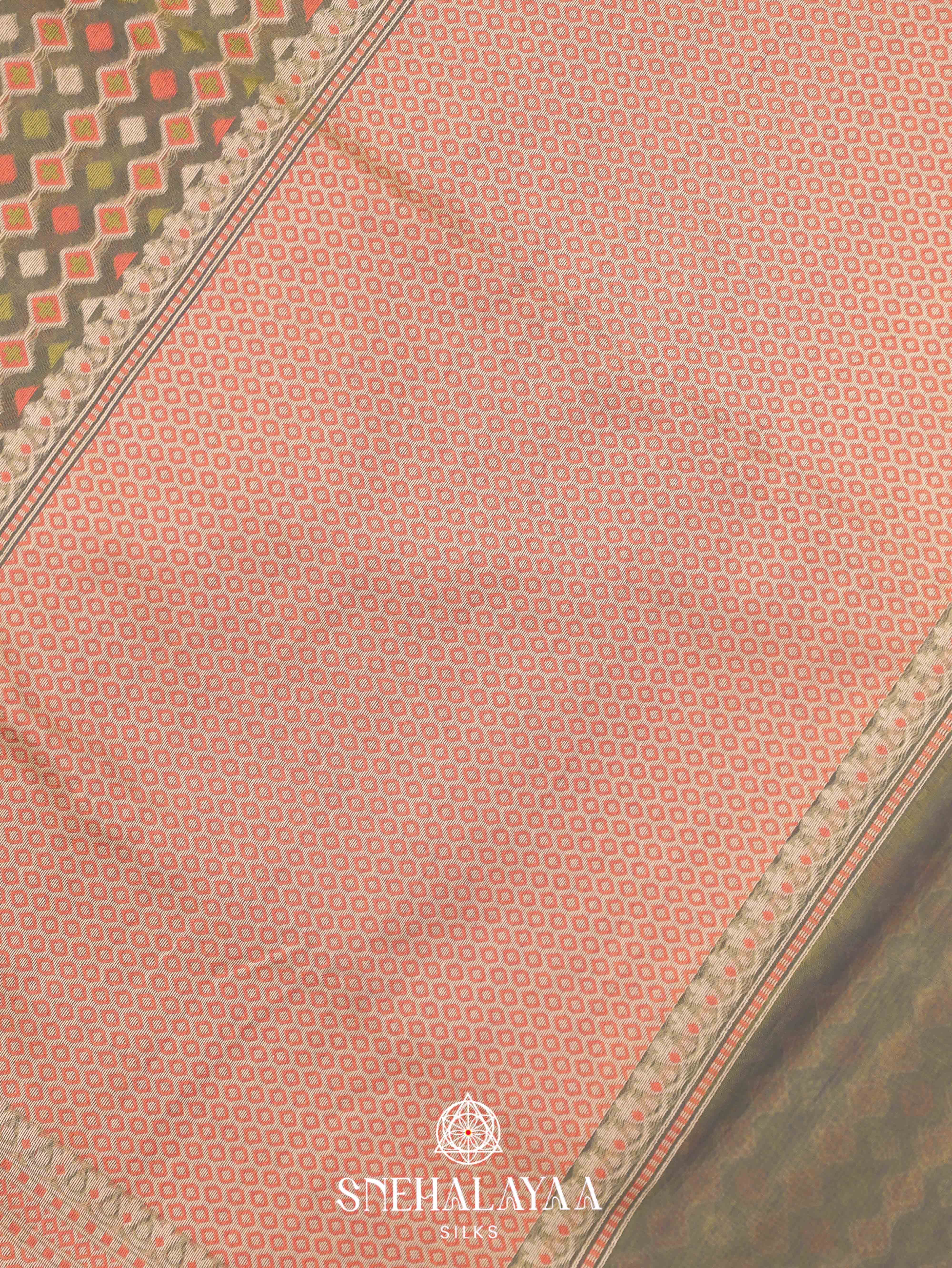 Olive Green Silk Cotton Saree